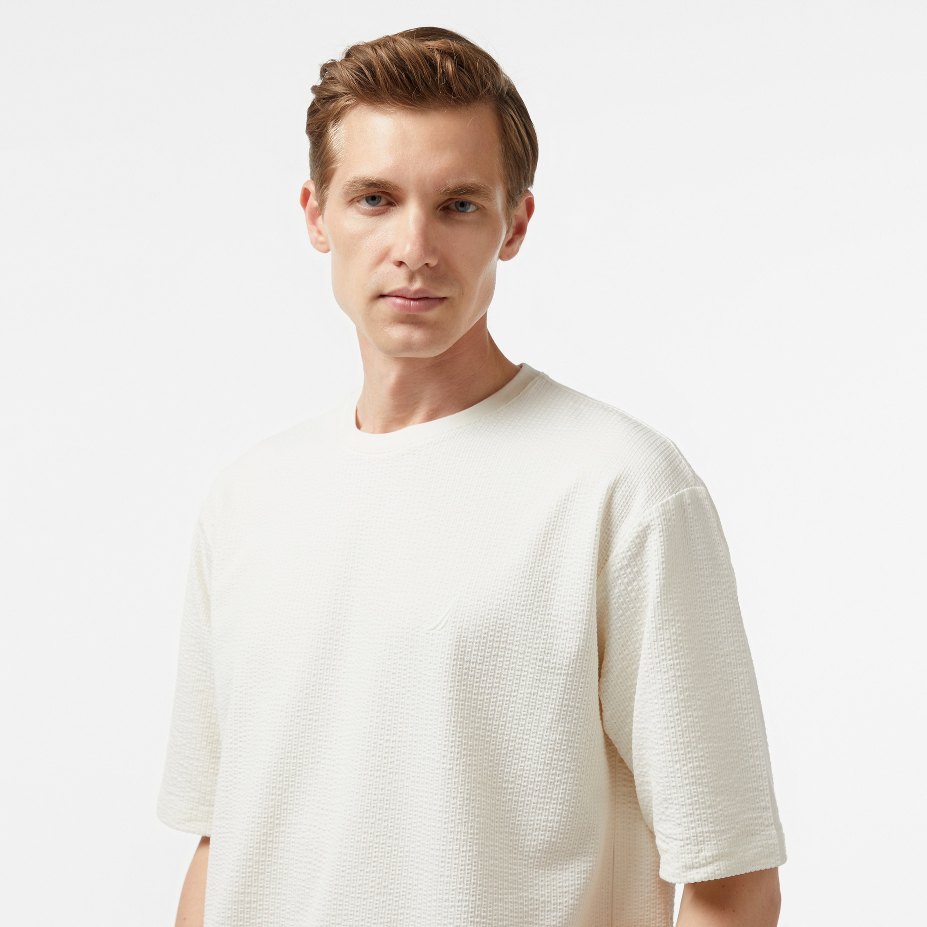 Nautica Erkek Krem Oversize T-Shirt