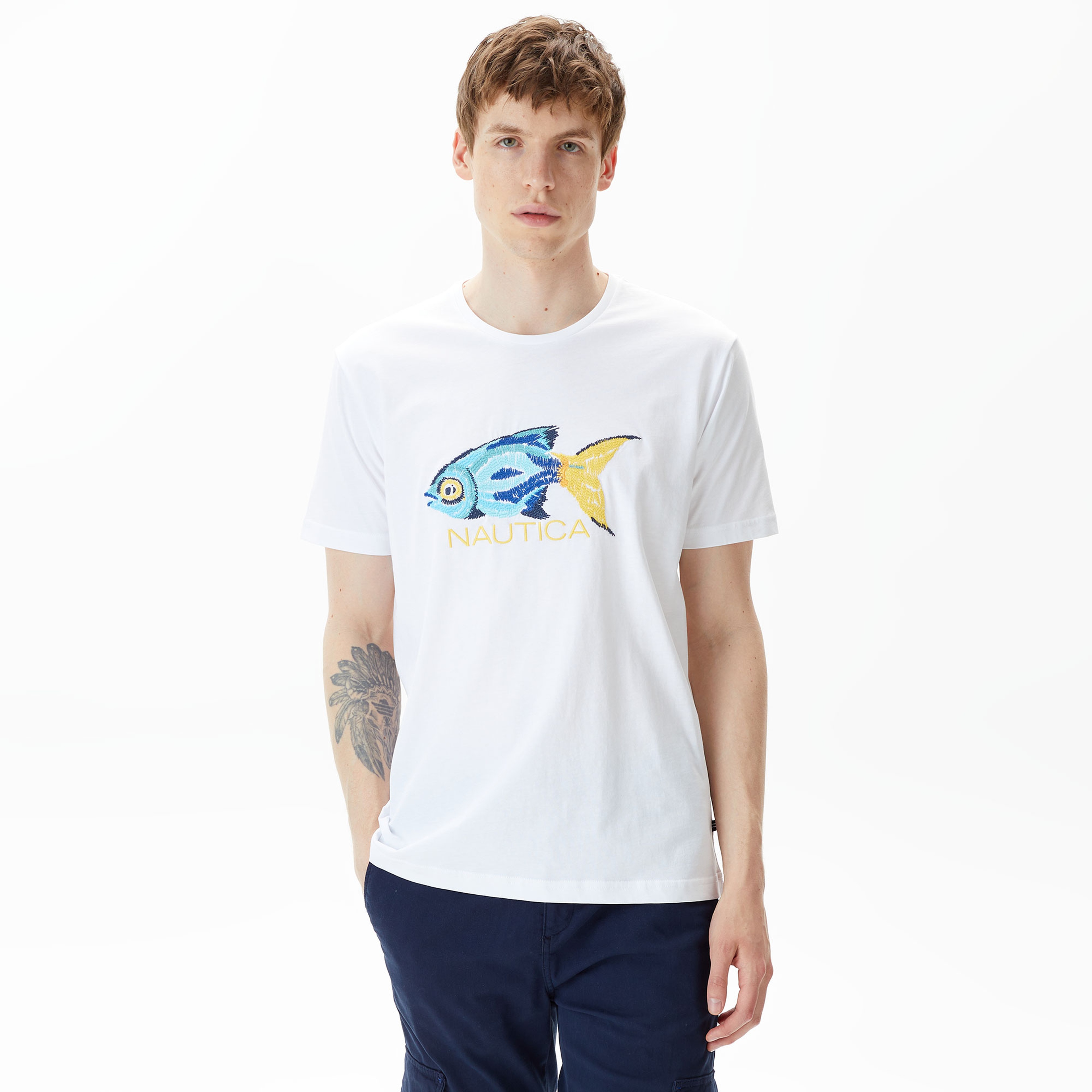 Nautica Erkek Beyaz Standart Fit T-Shirt