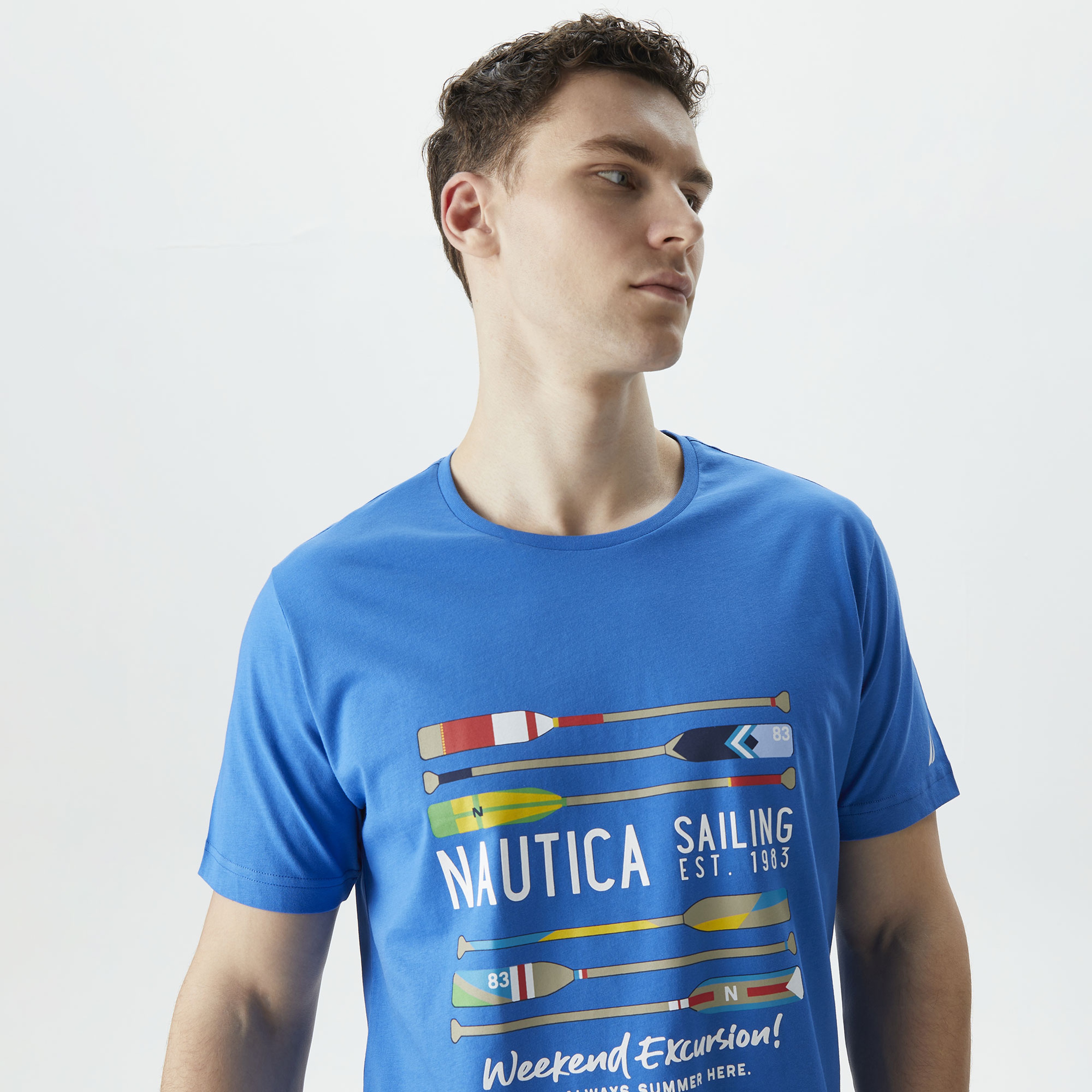 Nautica Erkek Mavi Standart Fit T-Shirt