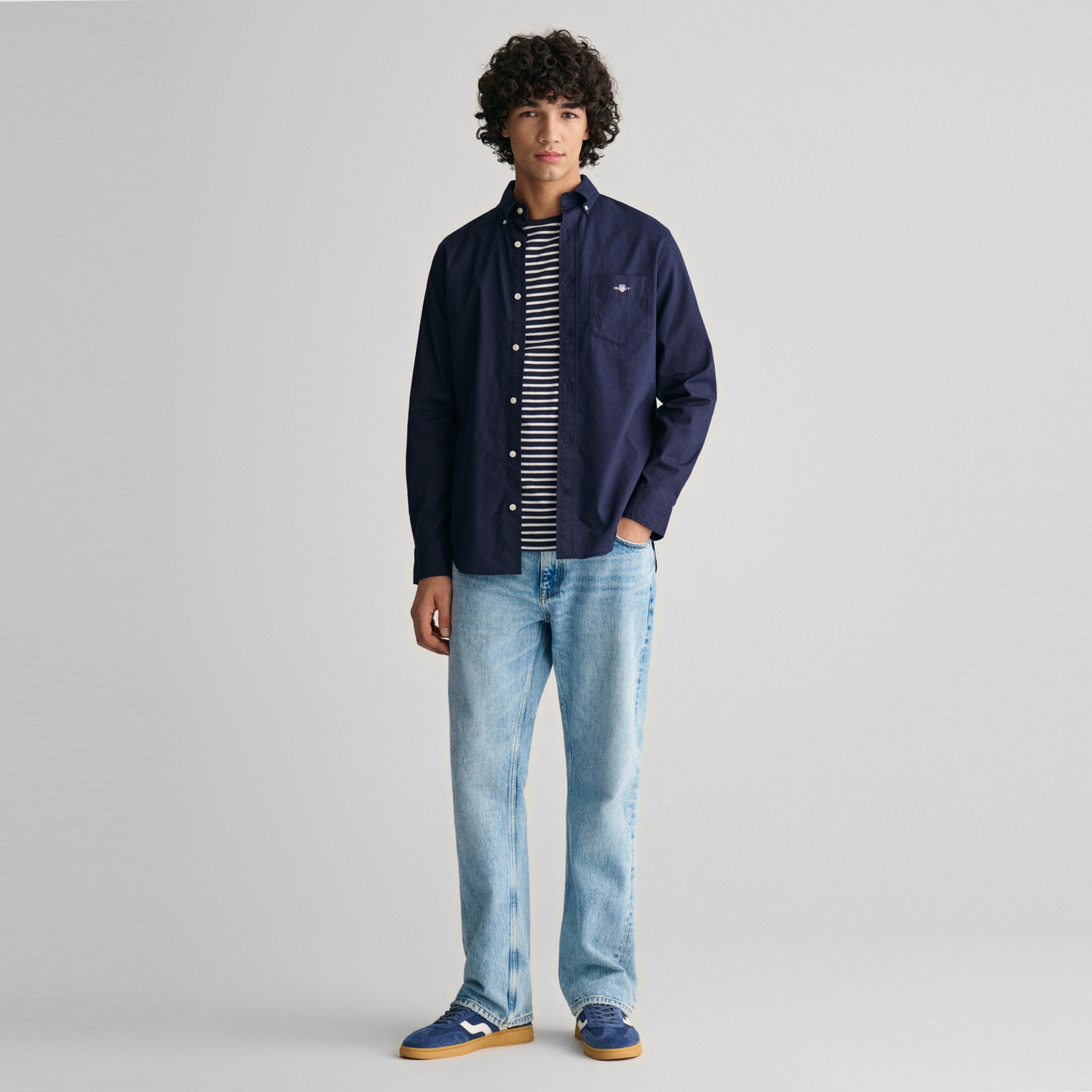 GANT Erkek Lacivert Regular Fit Düğmeli Yaka Gömlek