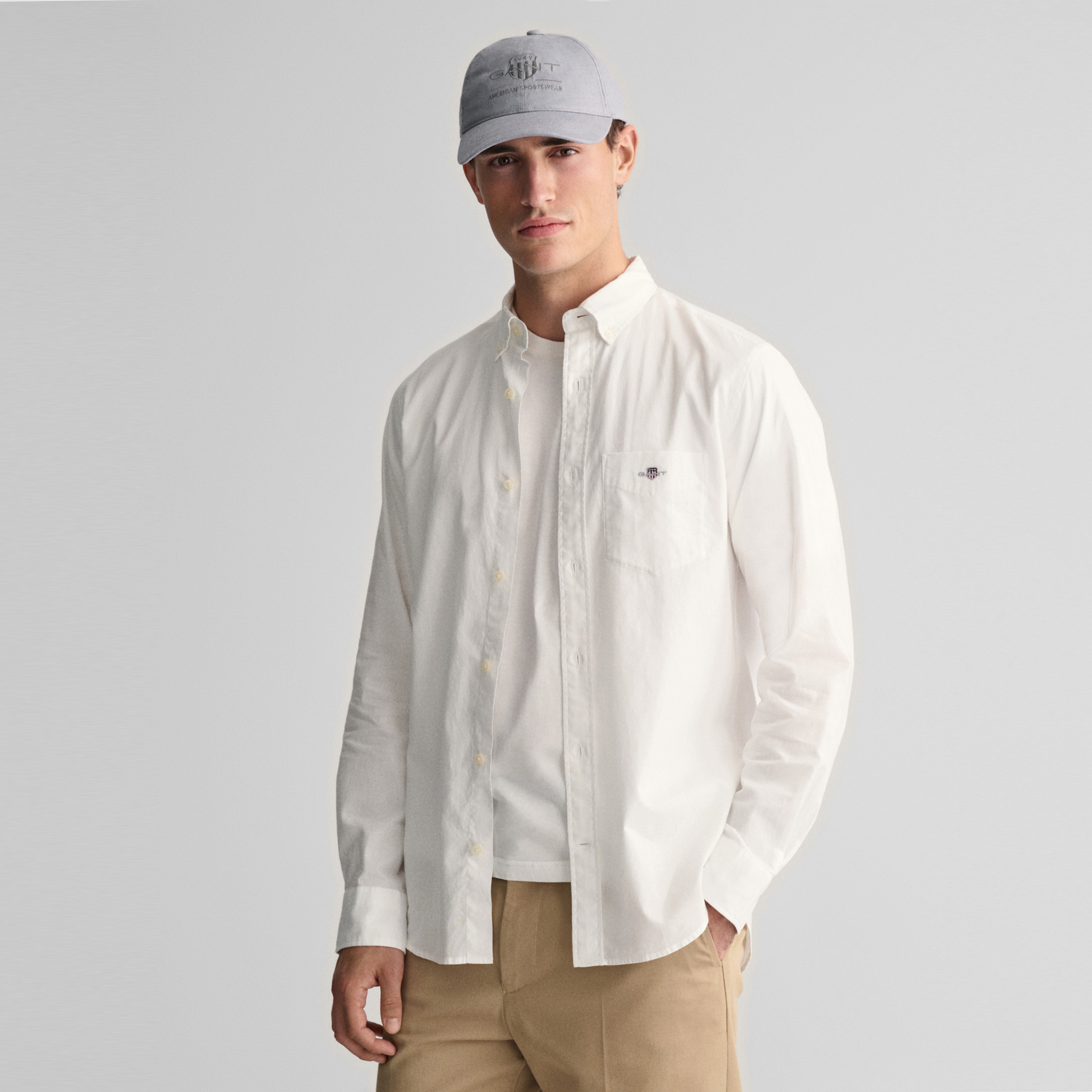 GANT Erkek Beyaz Regular Fit Düğmeli Yaka Gömlek
