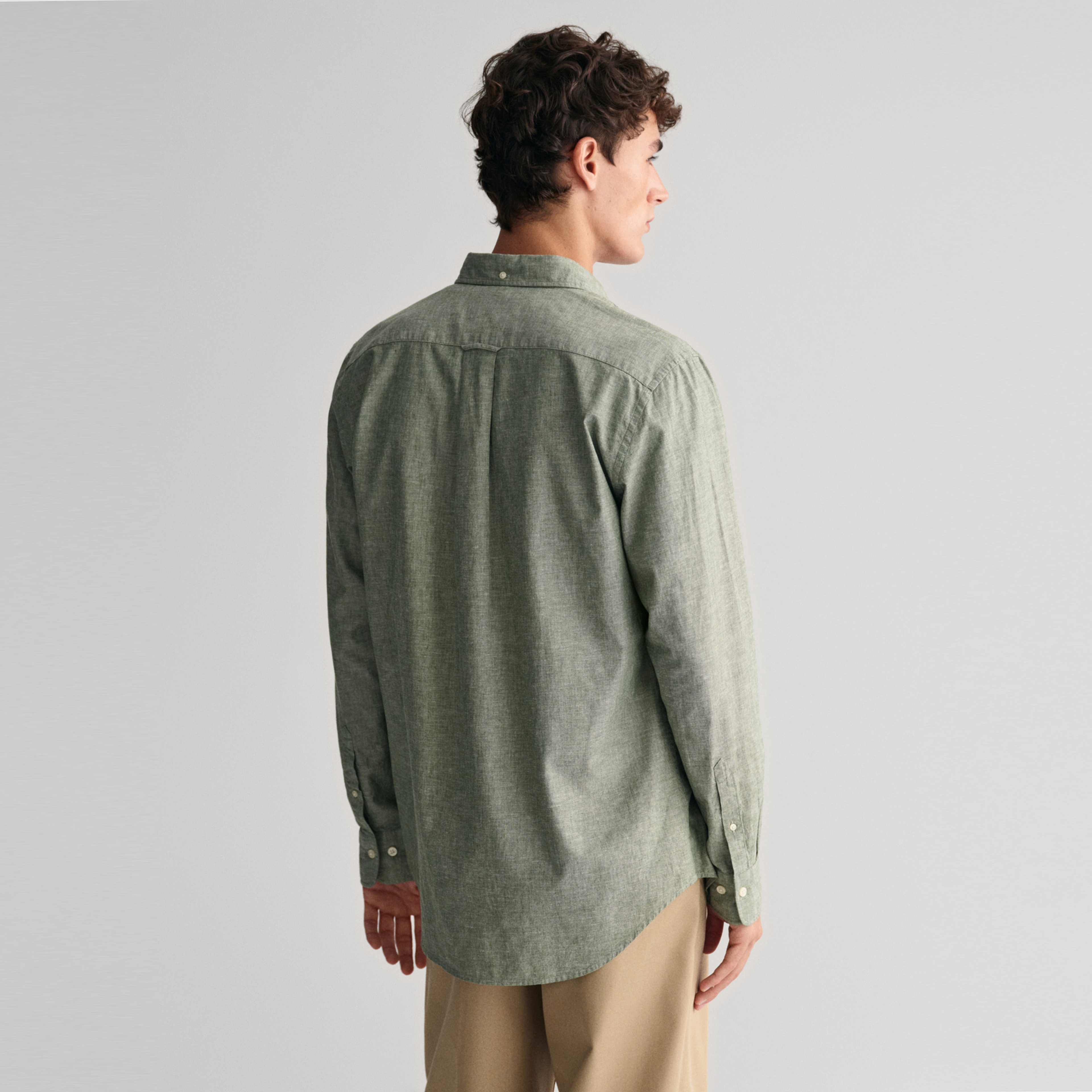 GANT Erkek Yeşil Regular Fit Düğmeli Yaka Gömlek