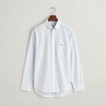 GANT Erkek Mavi Regular Fit Çizgili Düğmeli Yaka Gömlek
