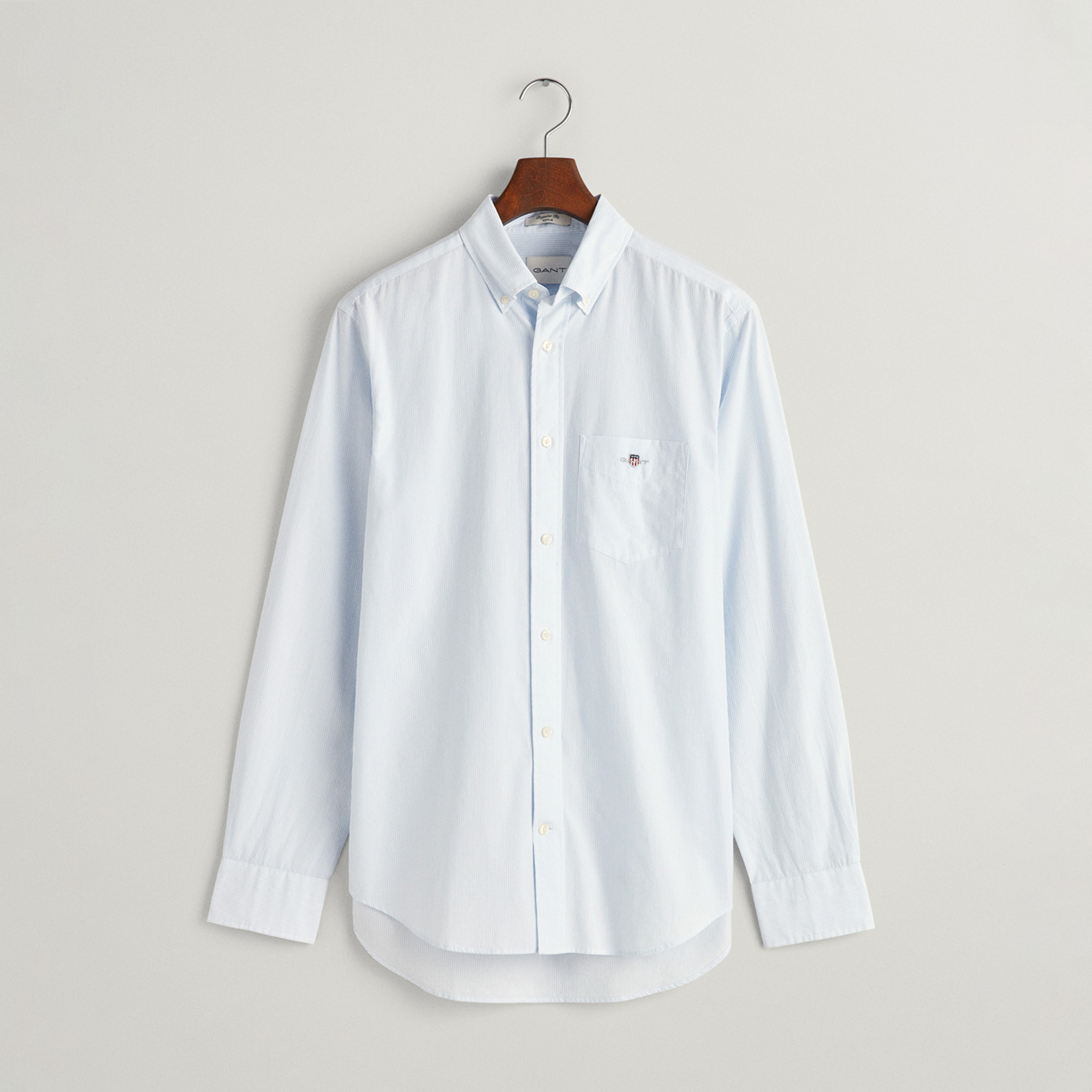 GANT Erkek Mavi Regular Fit Çizgili Düğmeli Yaka Gömlek