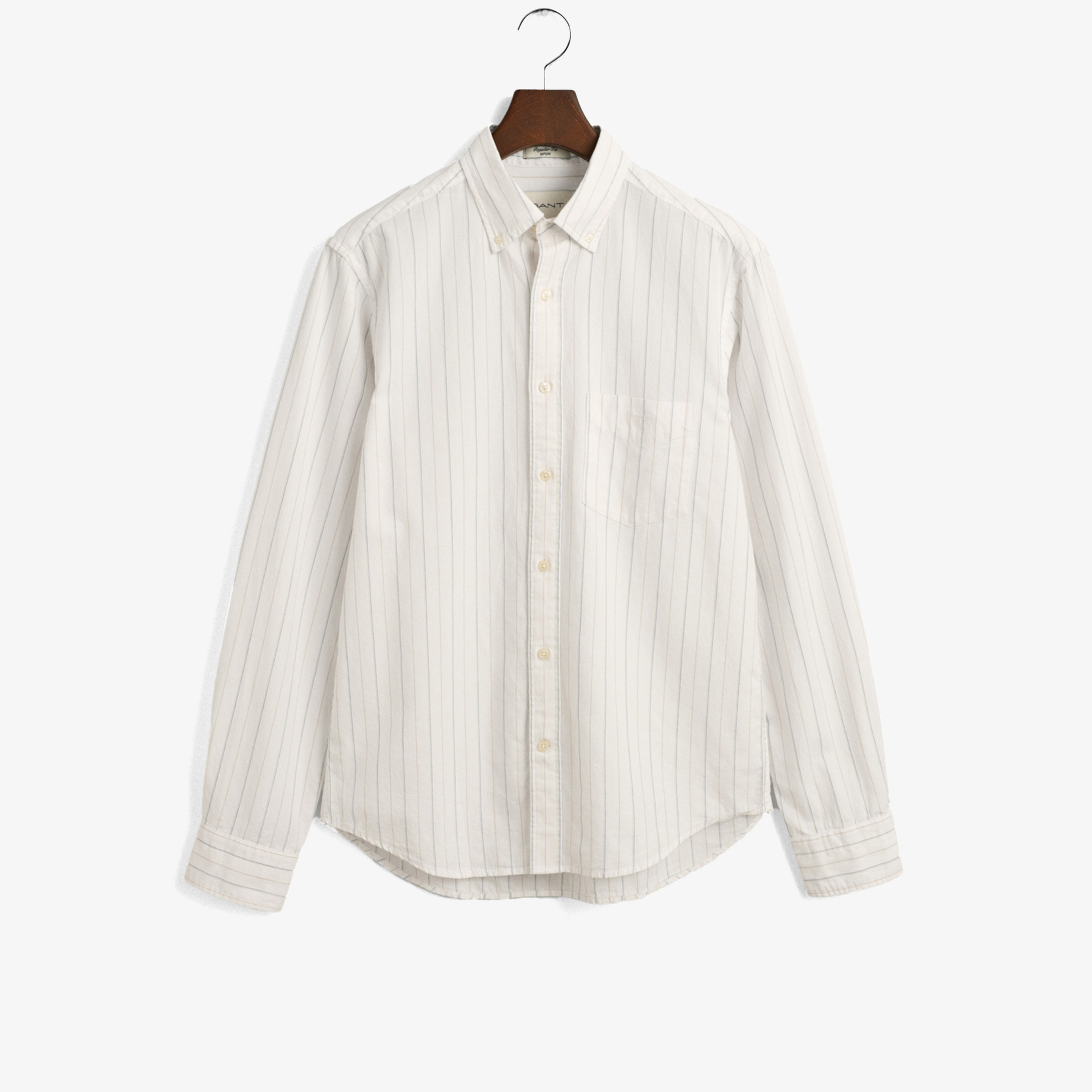 GANT Erkek Krem Regular Fit Düğmeli Yaka Çizgili Oxford Gömlek