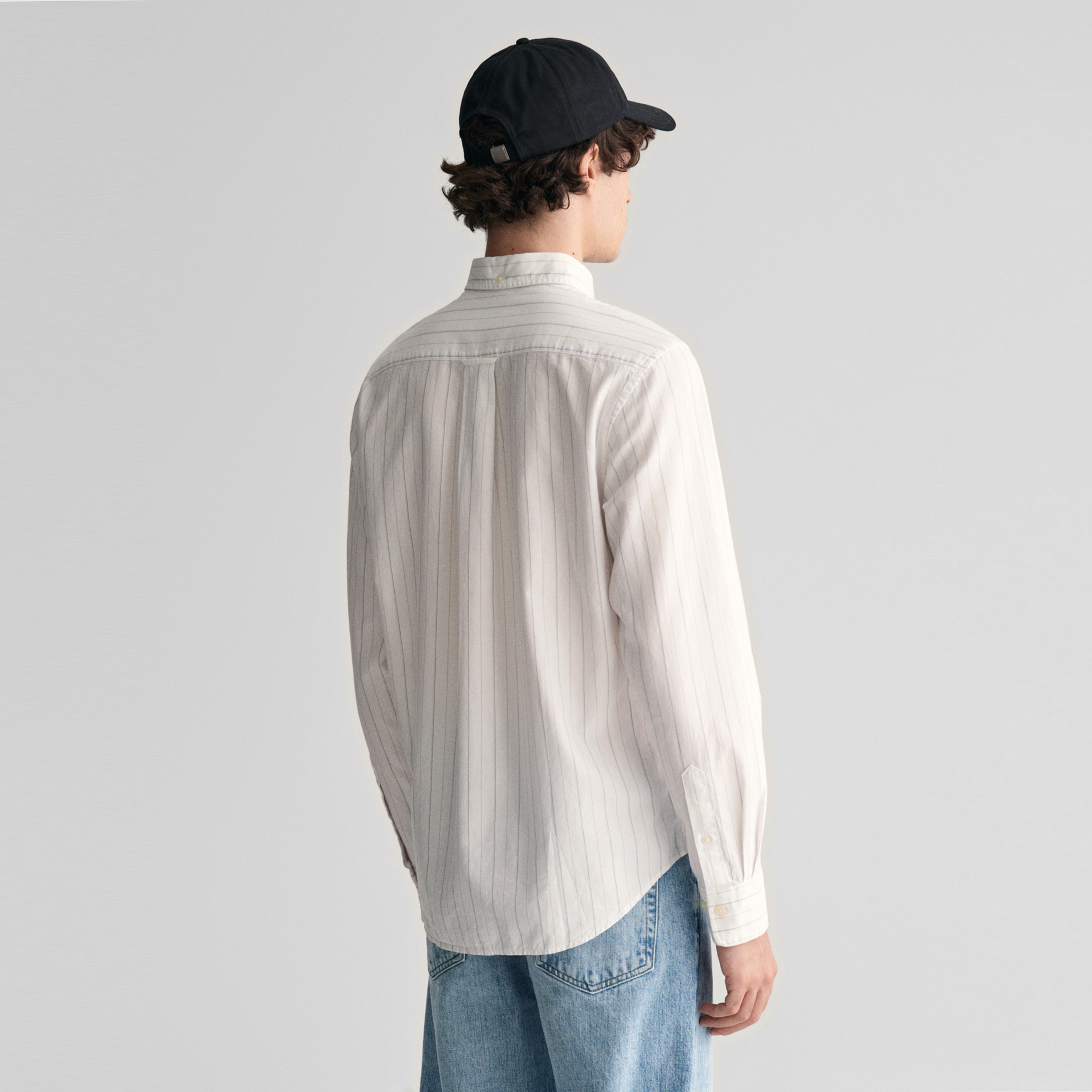 GANT Erkek Krem Regular Fit Düğmeli Yaka Çizgili Oxford Gömlek