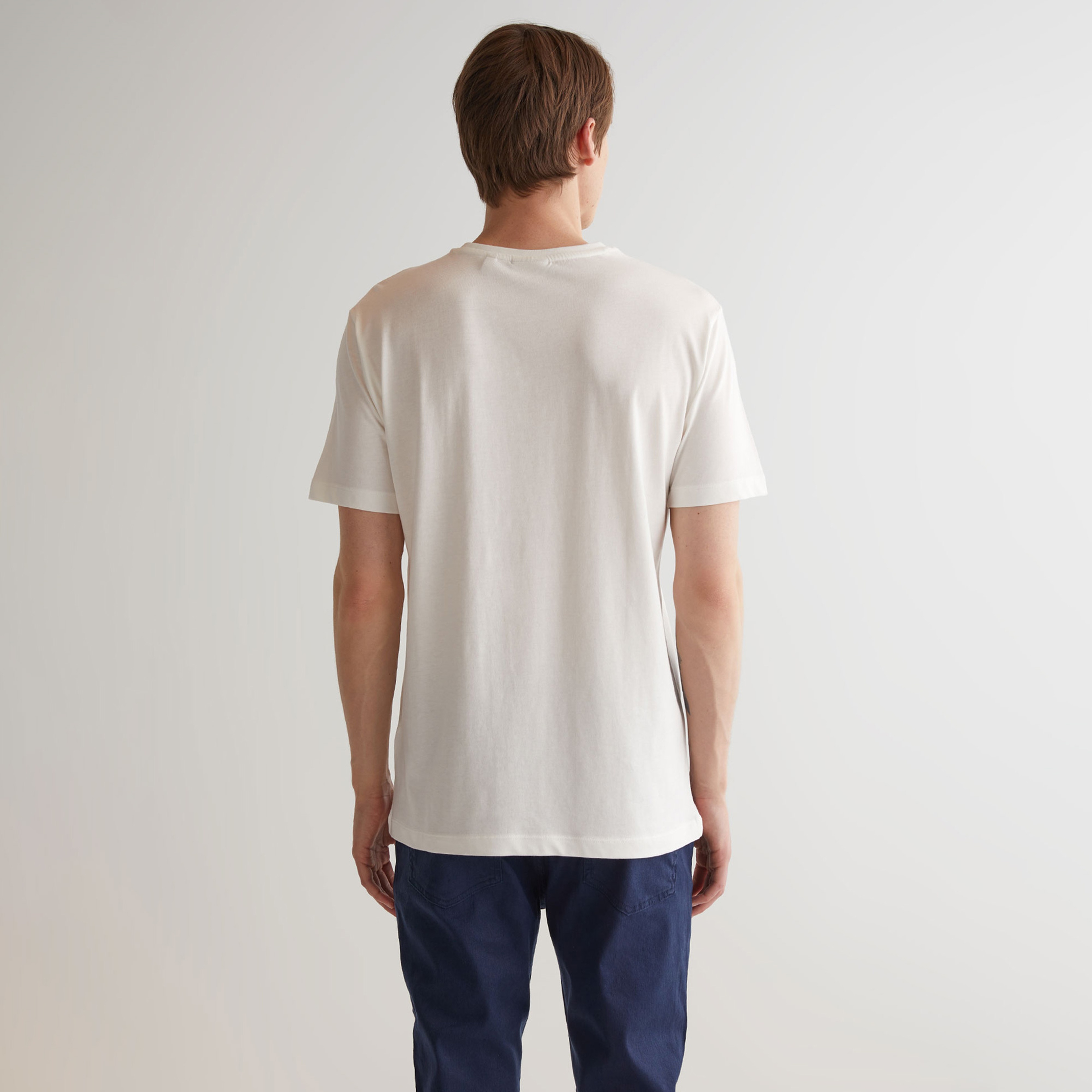 GANT Erkek Krem Regular Fit Bisiklet Yaka Logolu T-shirt