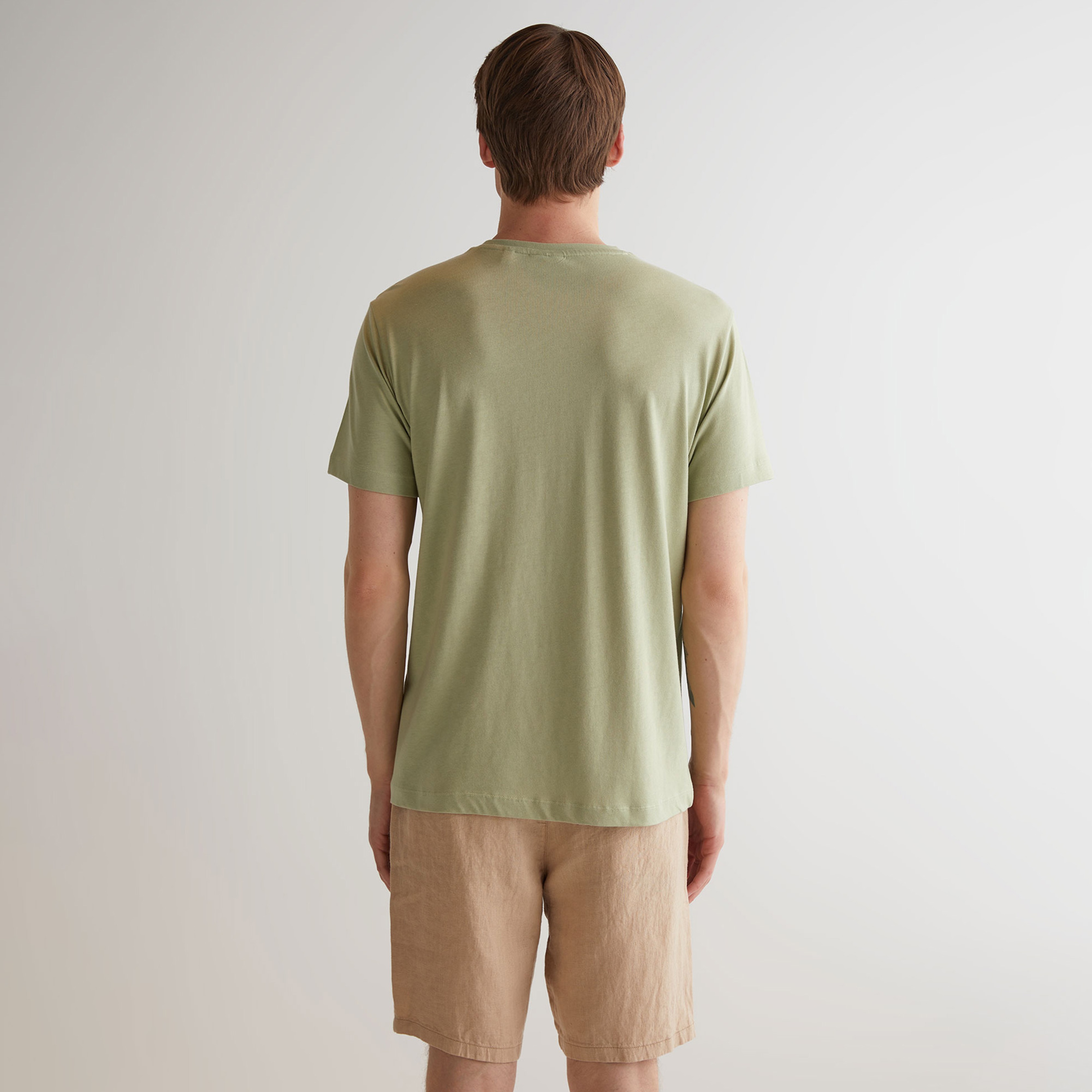 GANT Erkek Yeşil Regular Fit Bisiklet Yaka Logolu T-shirt