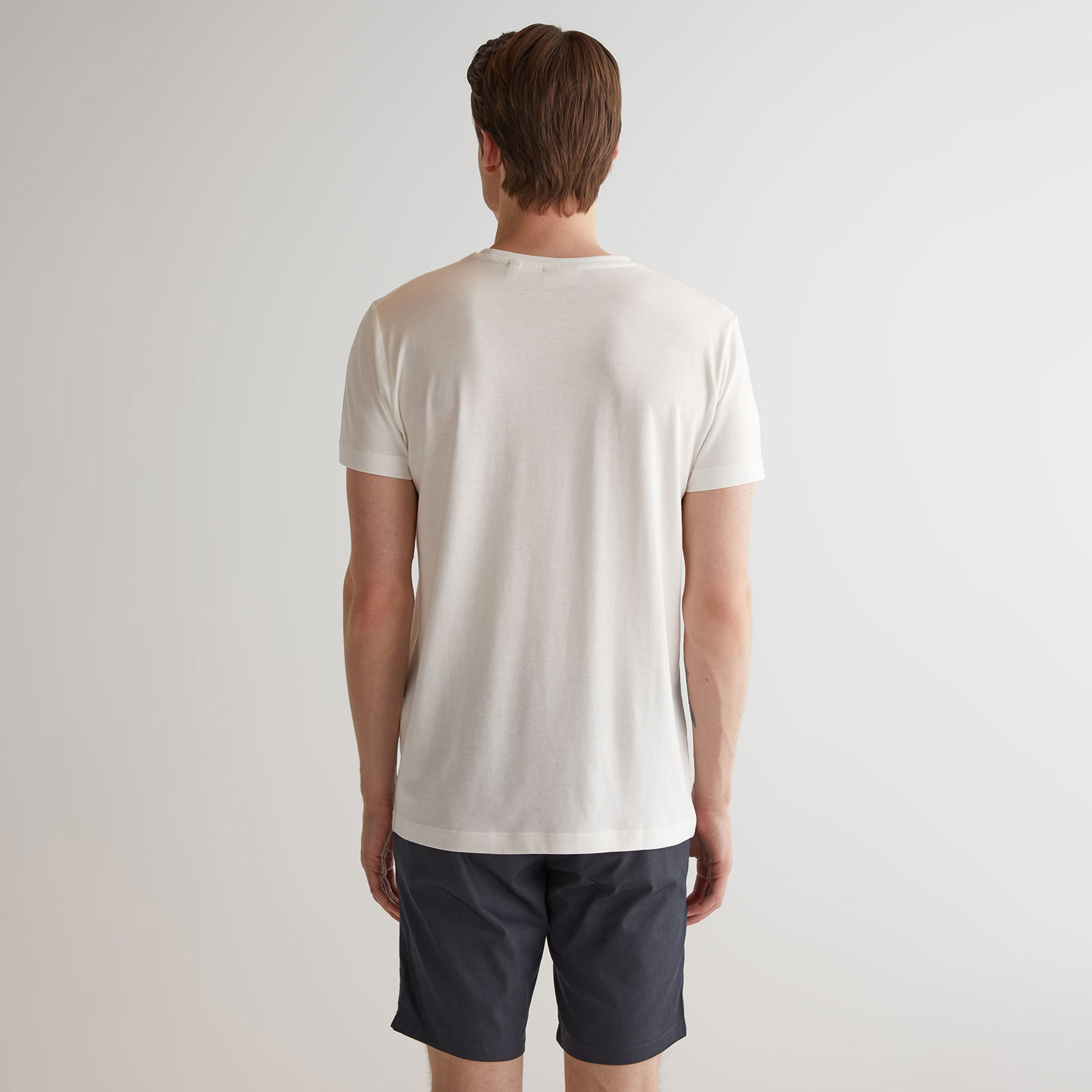 GANT Erkek Krem Regular Fit Bisiklet Yaka Logolu T-shirt
