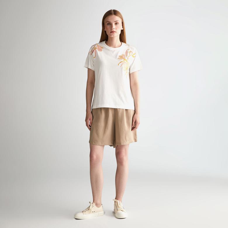 GANT Kadın Bej Regular Fit Logolu Şort