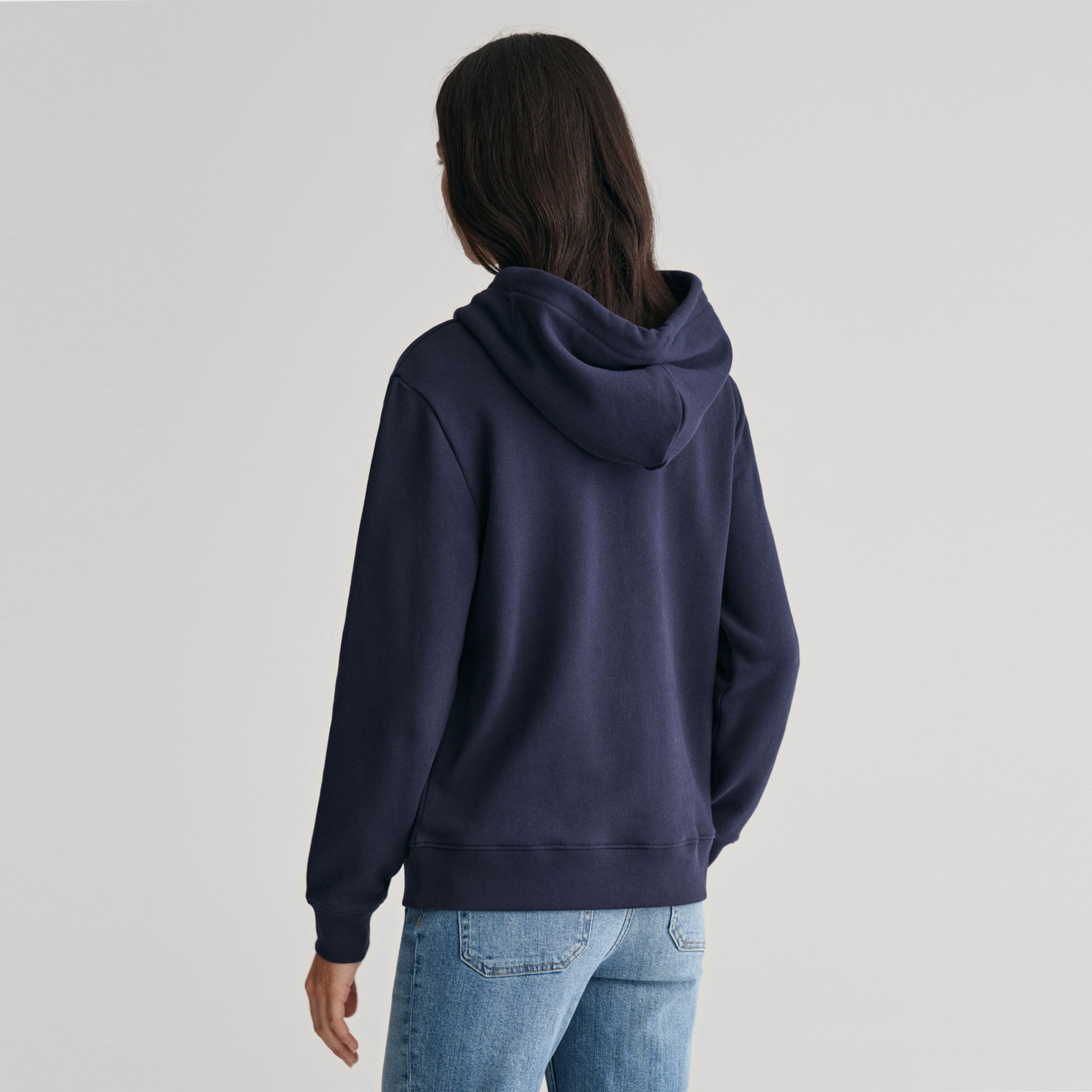 GANT Kadın Lacivert Relaxed Fit Kapüşonlu Logolu Sweatshirt