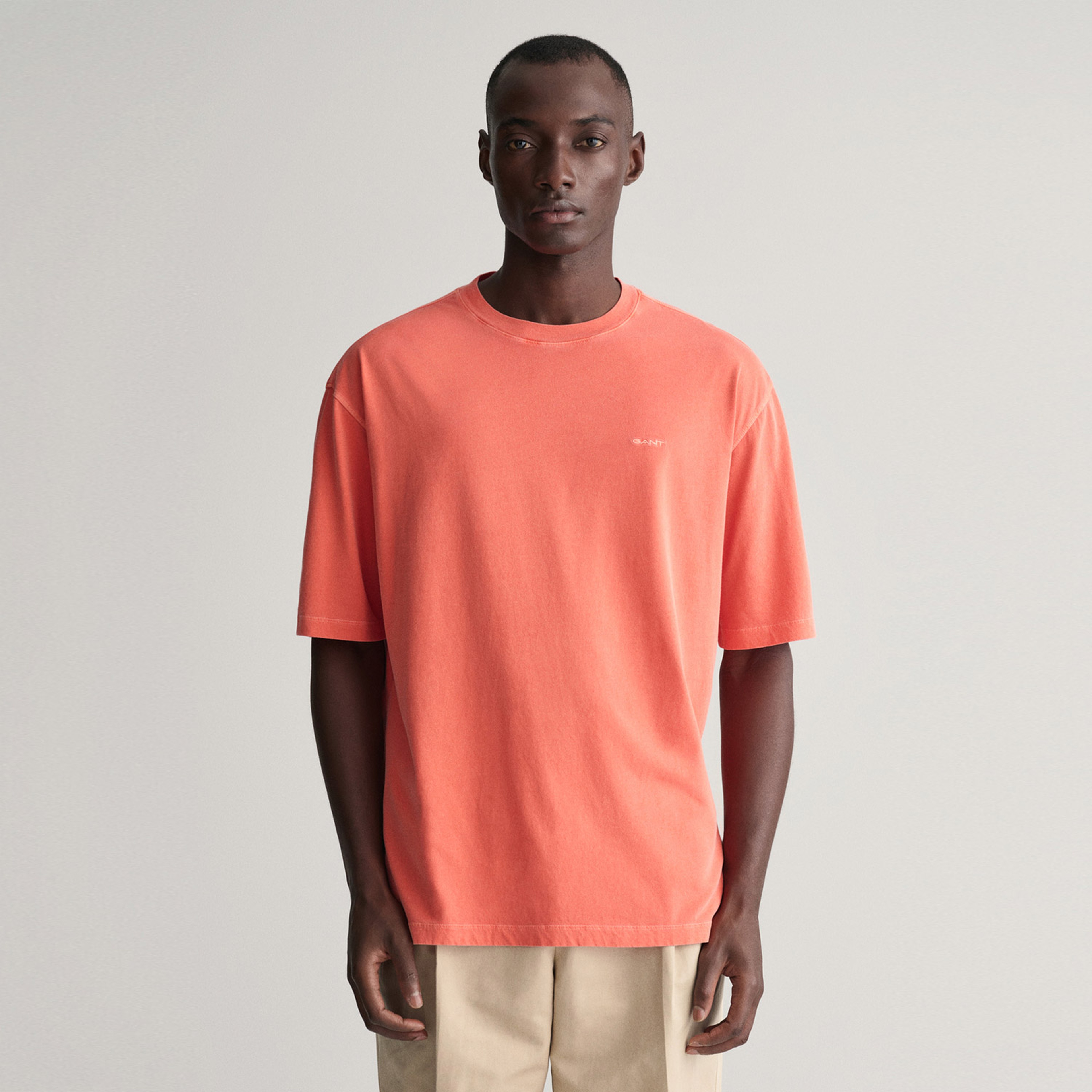 GANT Erkek Turuncu Relaxed Fit Bisiklet Yaka Logolu T-shirt