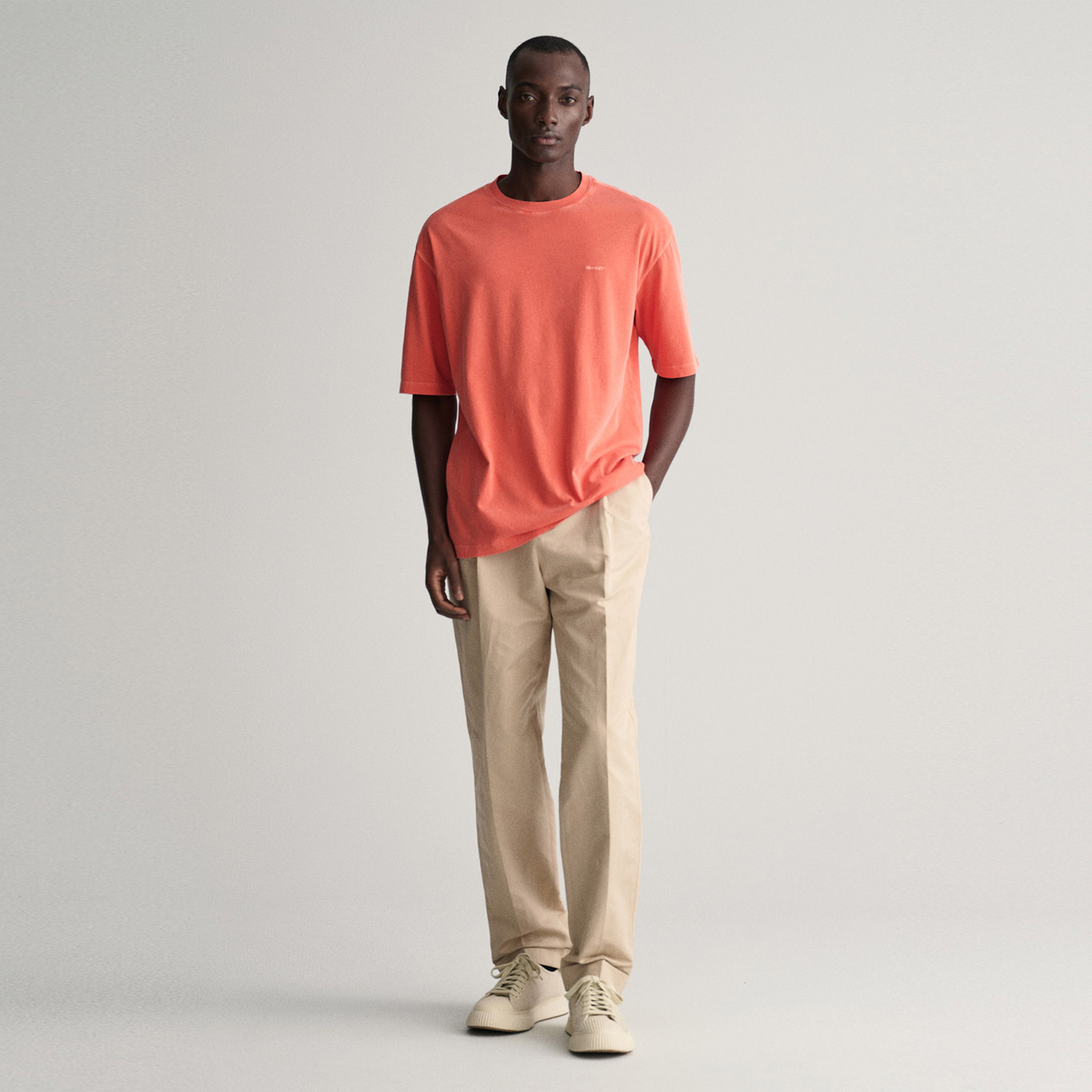 GANT Erkek Turuncu Relaxed Fit Bisiklet Yaka Logolu T-shirt