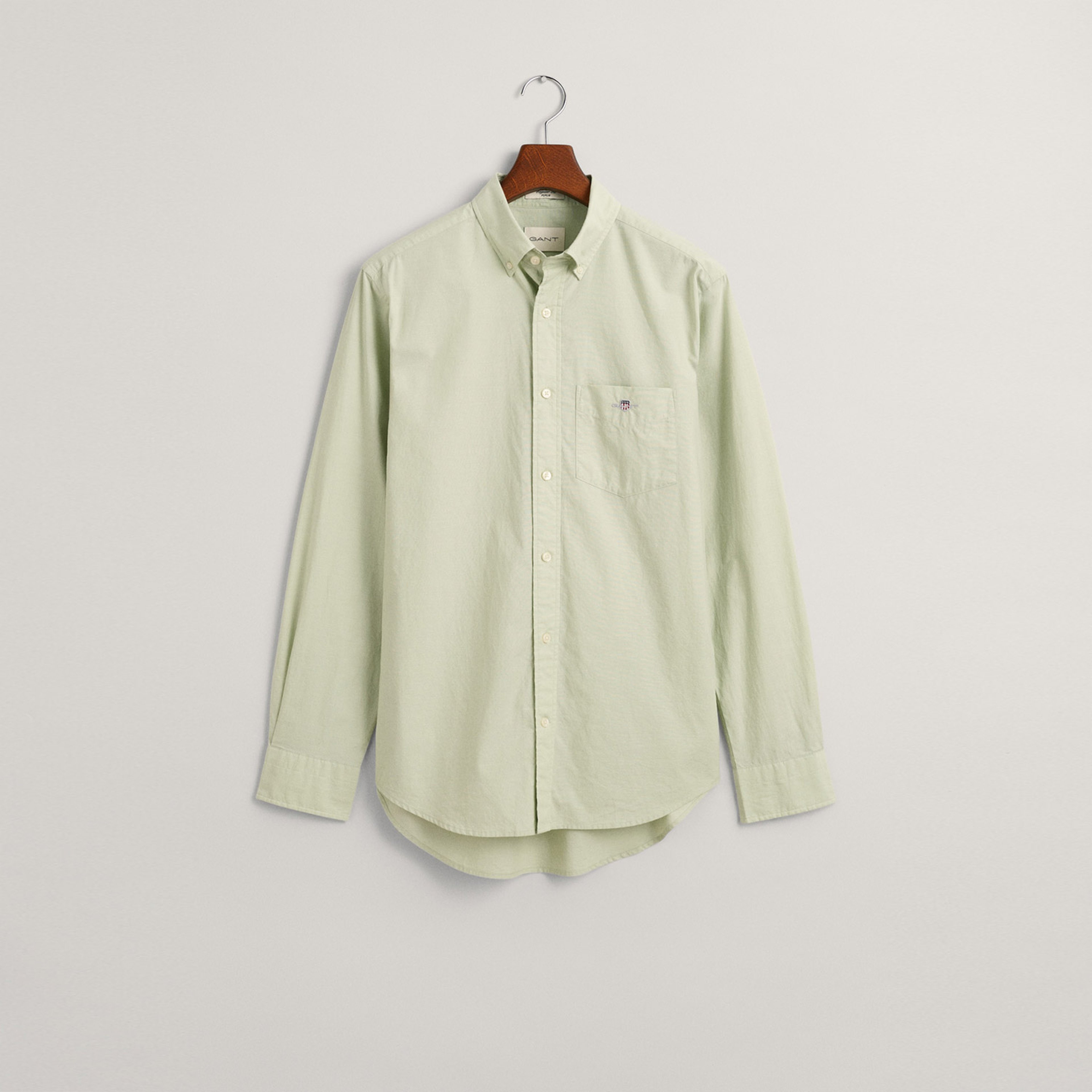 GANT Erkek Yeşil Regular Fit Düğmeli Yaka Poplin Gömlek
