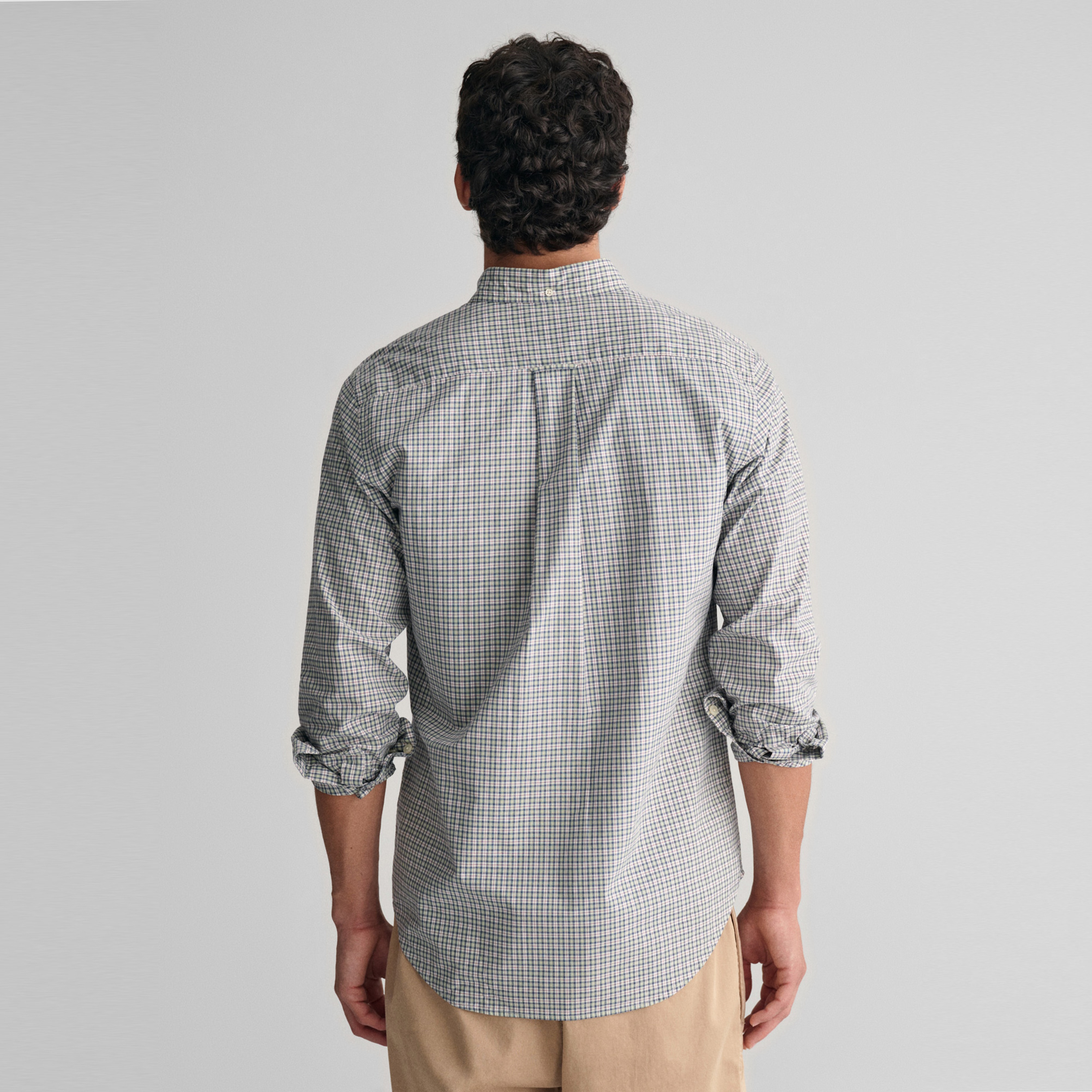 GANT Erkek Yeşil Regular Fit Düğmeli Yaka Kareli Gömlek