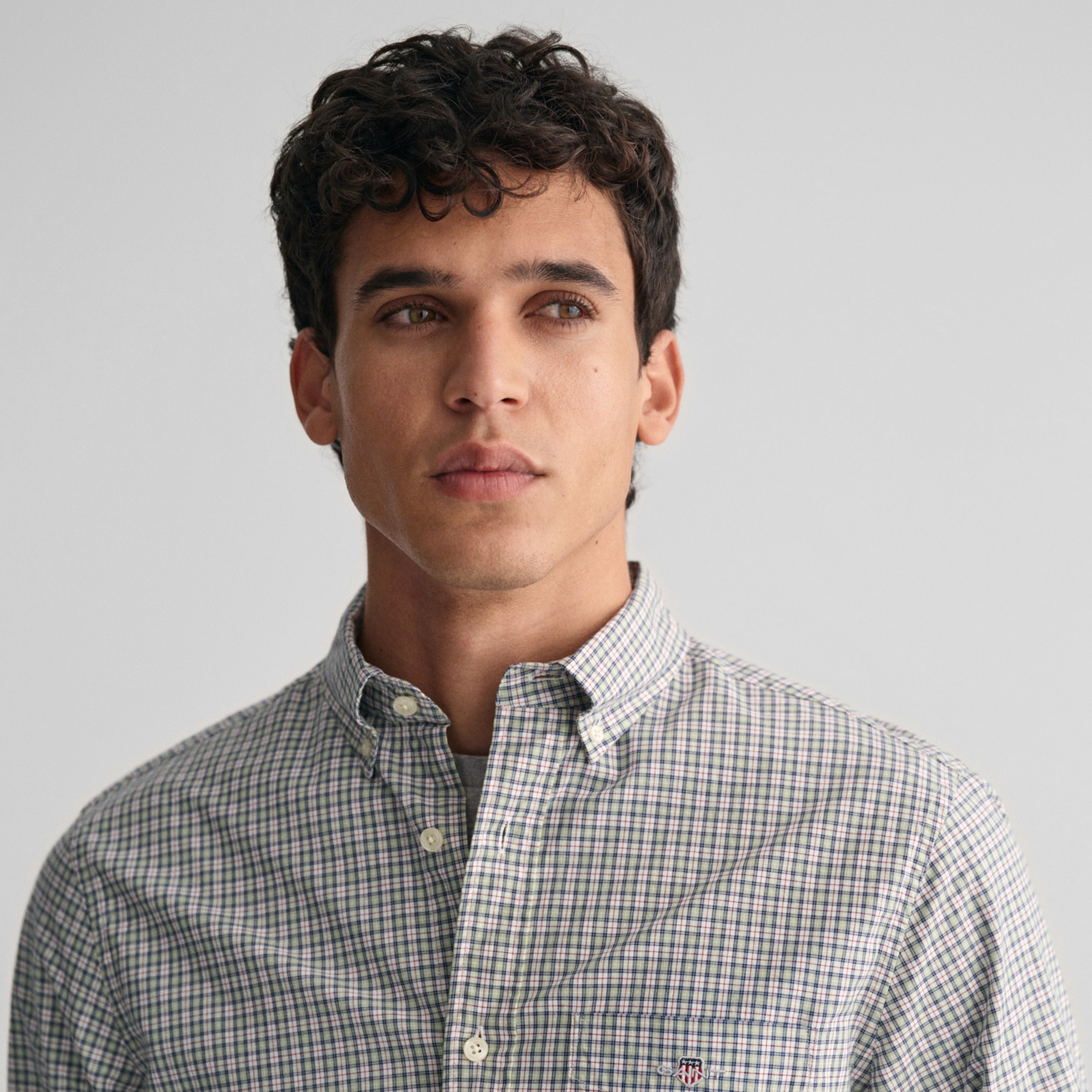 GANT Erkek Yeşil Regular Fit Düğmeli Yaka Kareli Gömlek