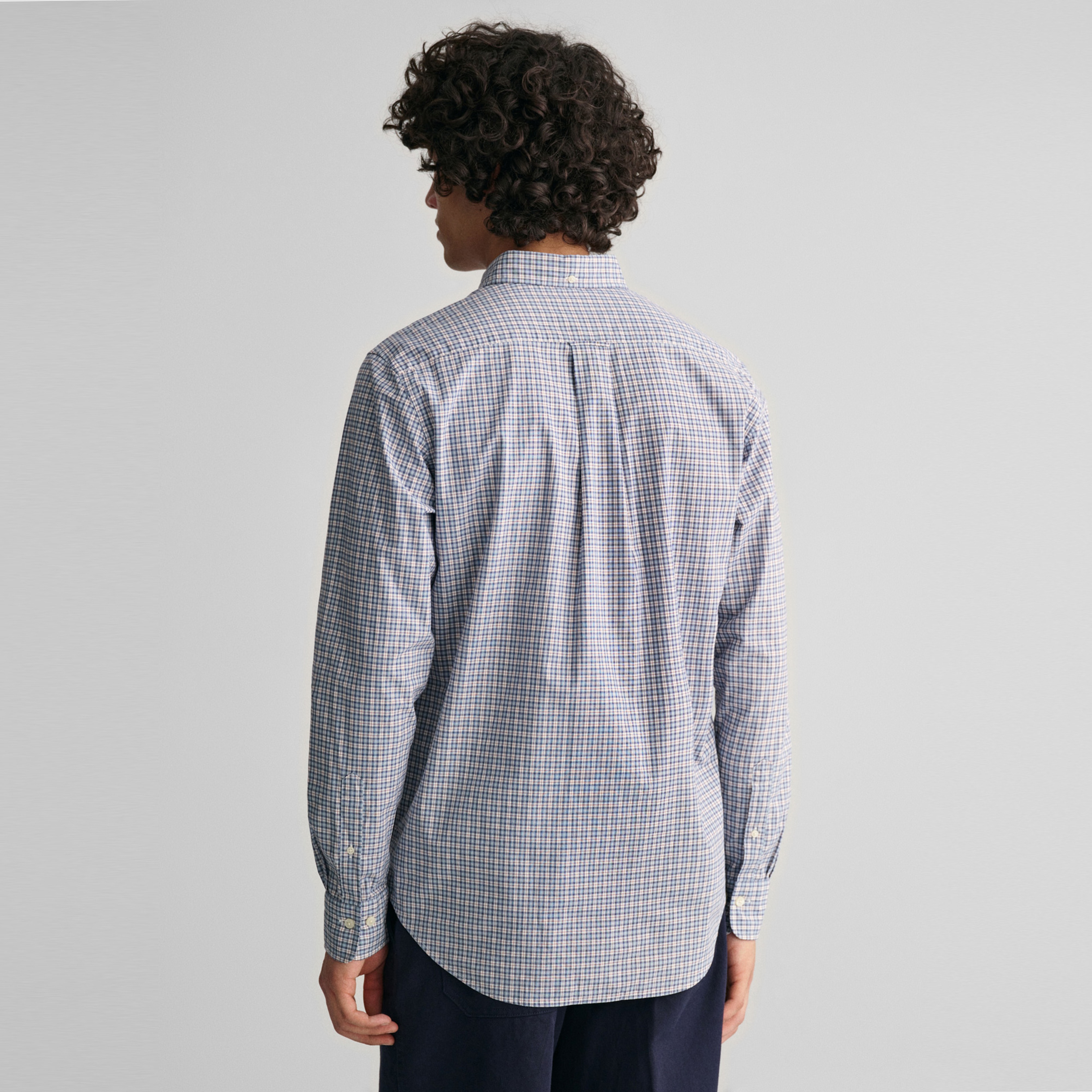 GANT Erkek Mavi Regular Fit Düğmeli Yaka Kareli Gömlek