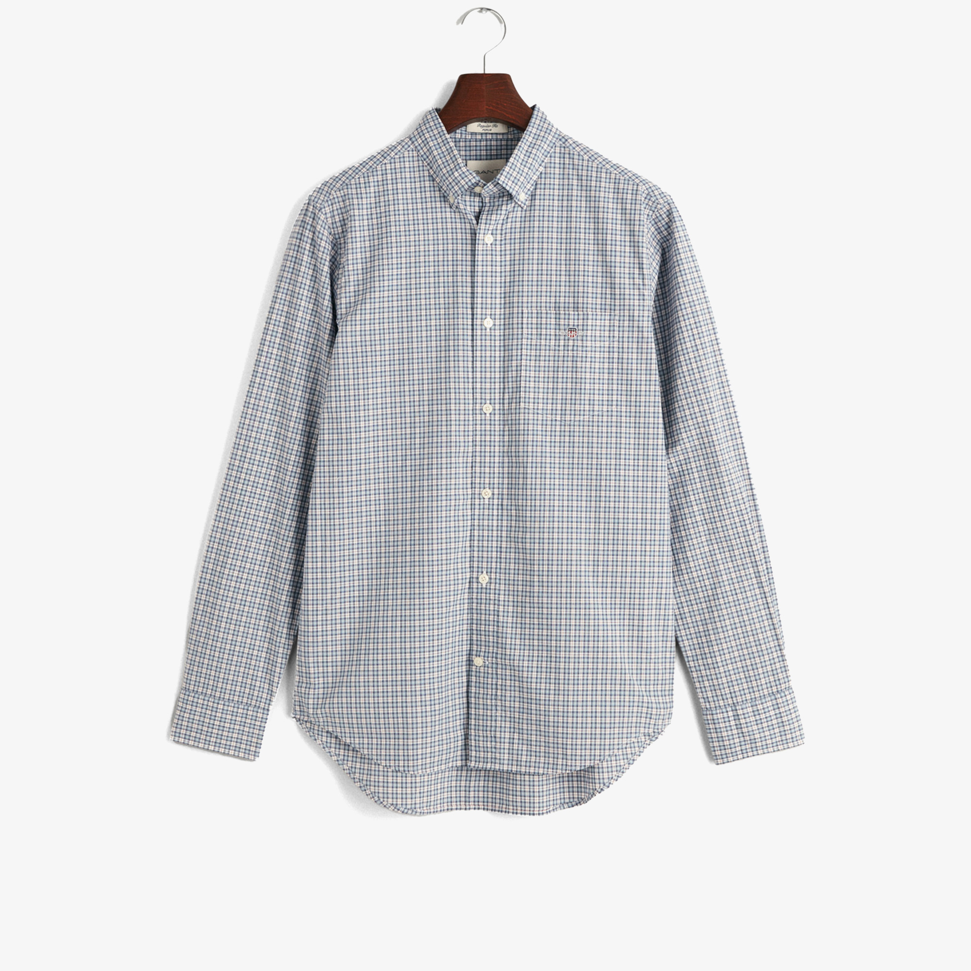 GANT Erkek Mavi Regular Fit Düğmeli Yaka Kareli Gömlek