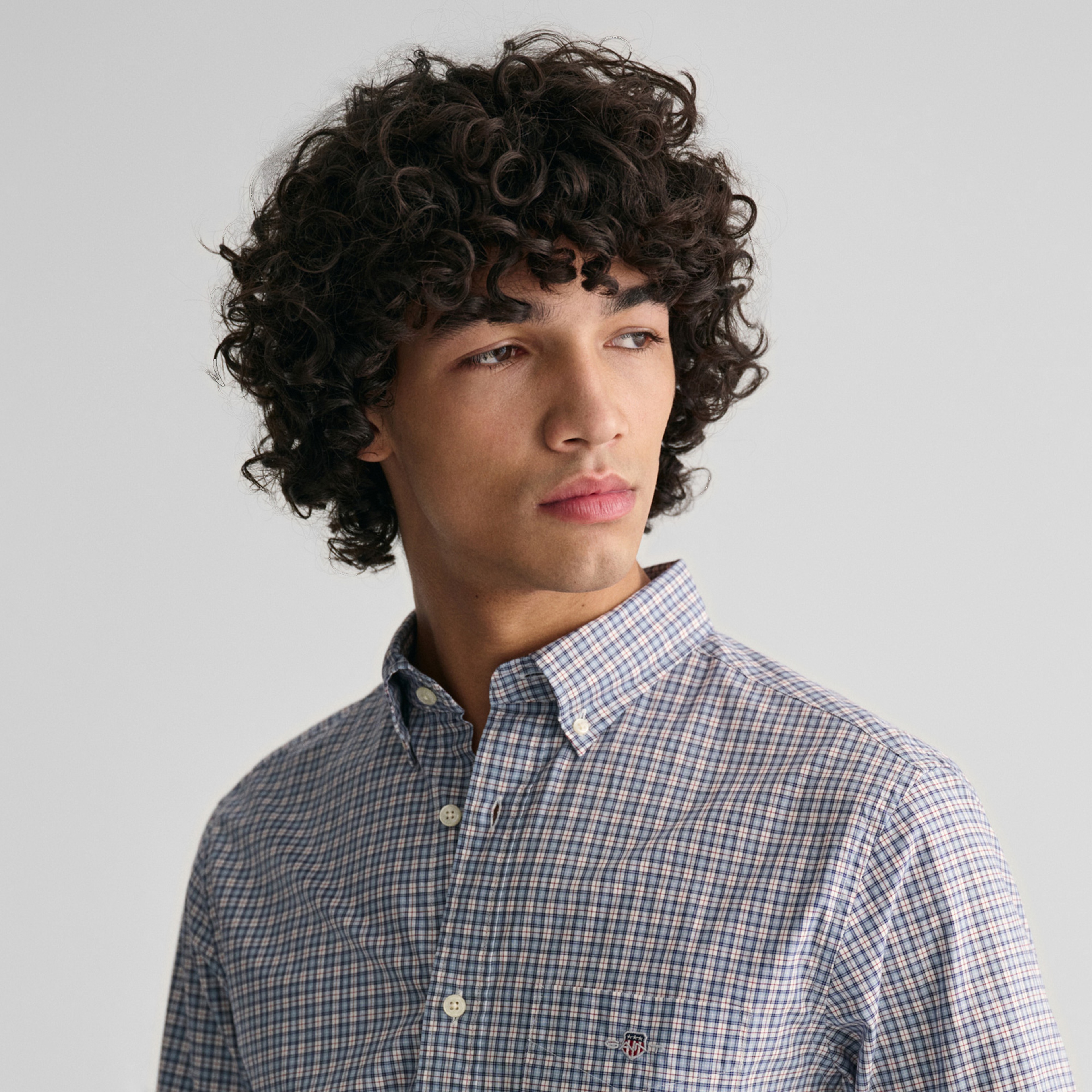 GANT Erkek Mavi Regular Fit Düğmeli Yaka Kareli Gömlek