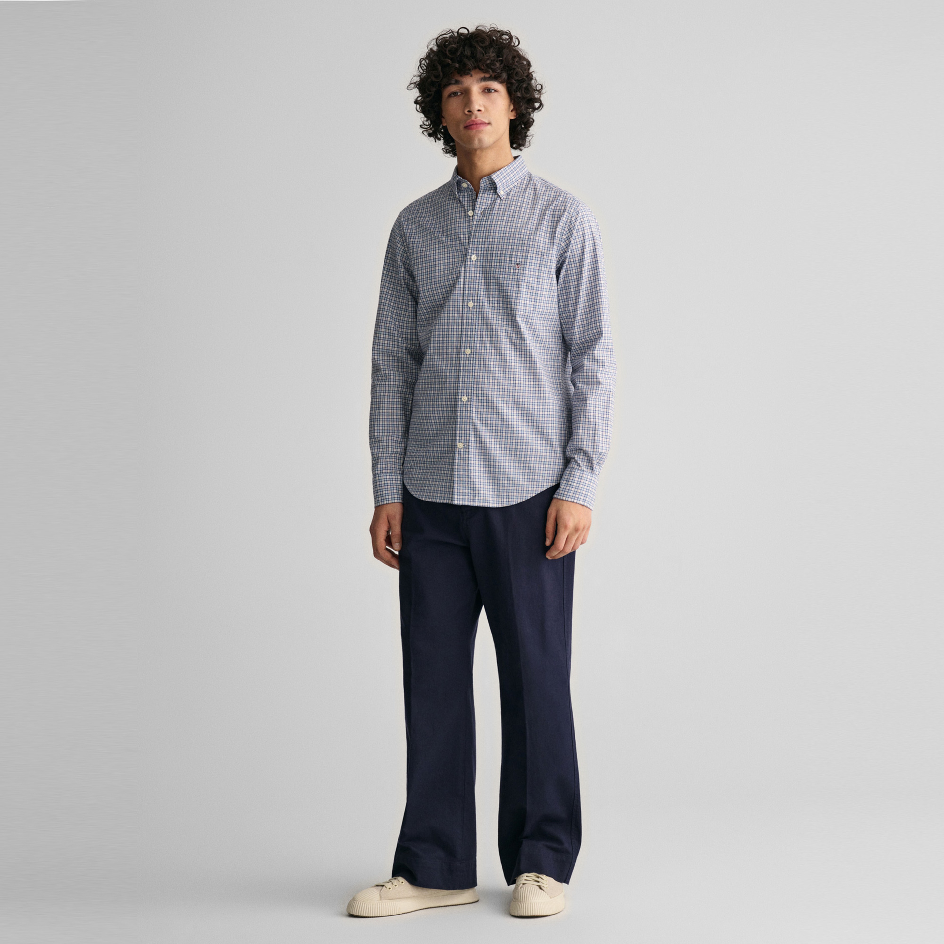 GANT Erkek Mavi Regular Fit Düğmeli Yaka Kareli Gömlek
