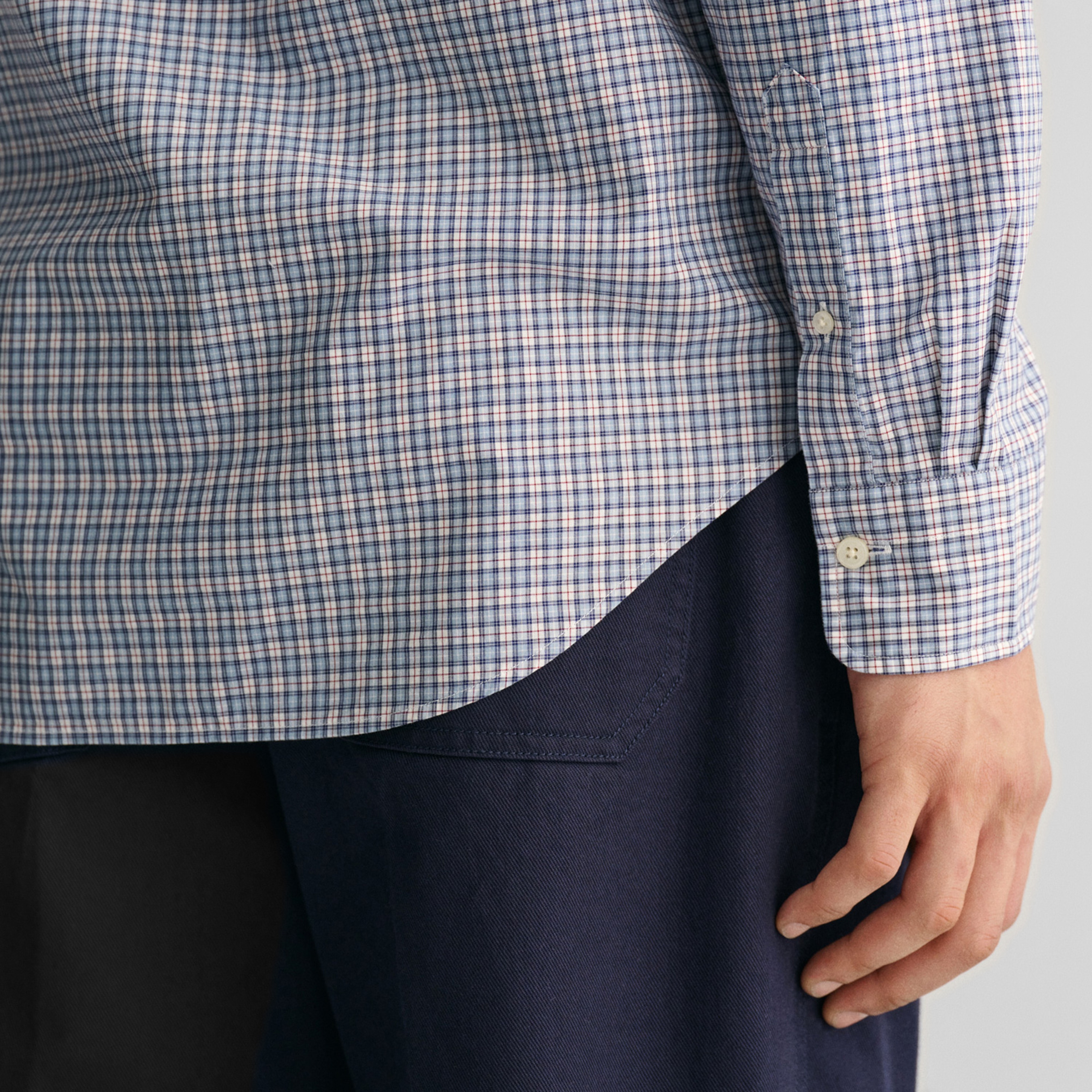 GANT Erkek Mavi Regular Fit Düğmeli Yaka Kareli Gömlek