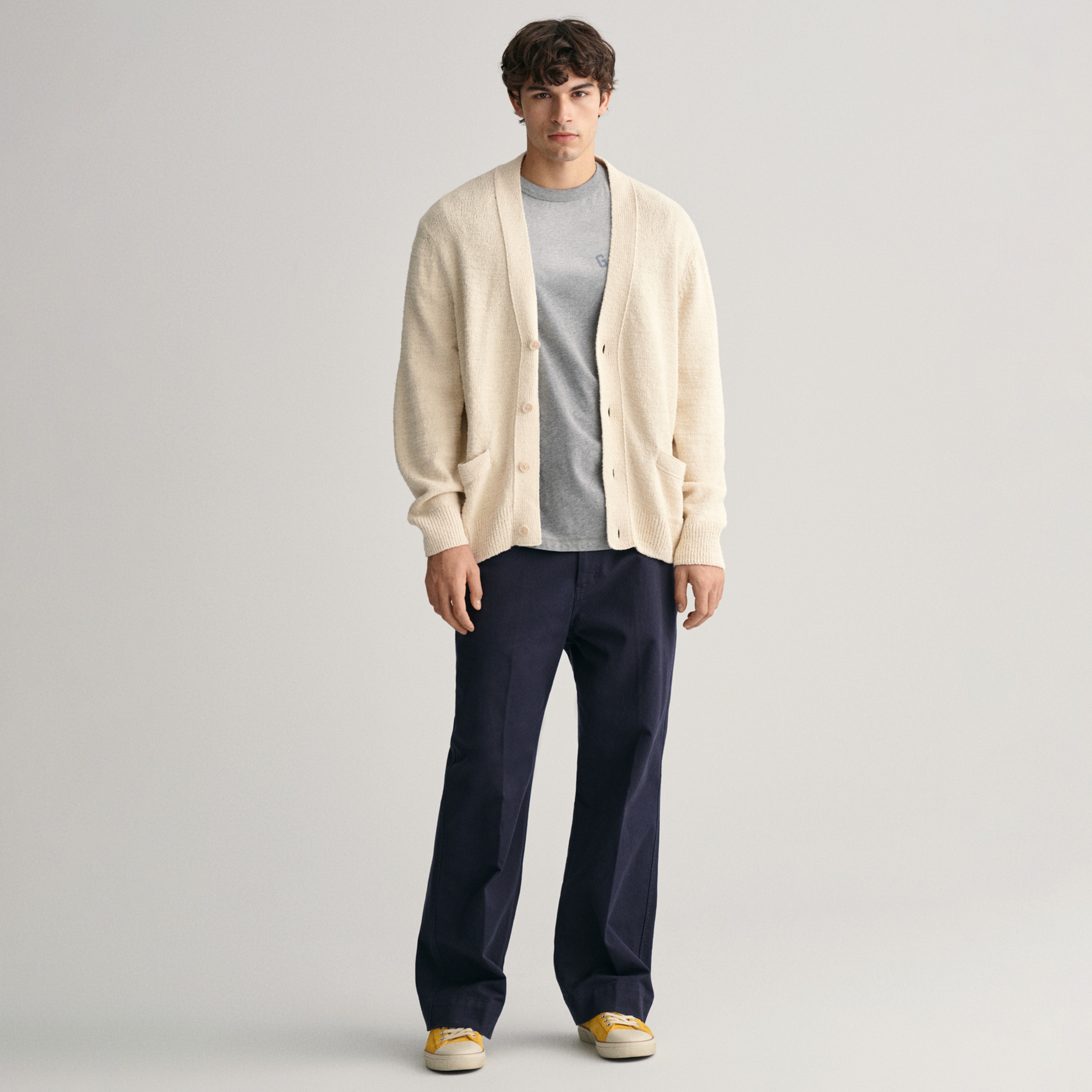 GANT Erkek Gri Relaxed Fit Bisiklet Yaka Logolu T-shirt