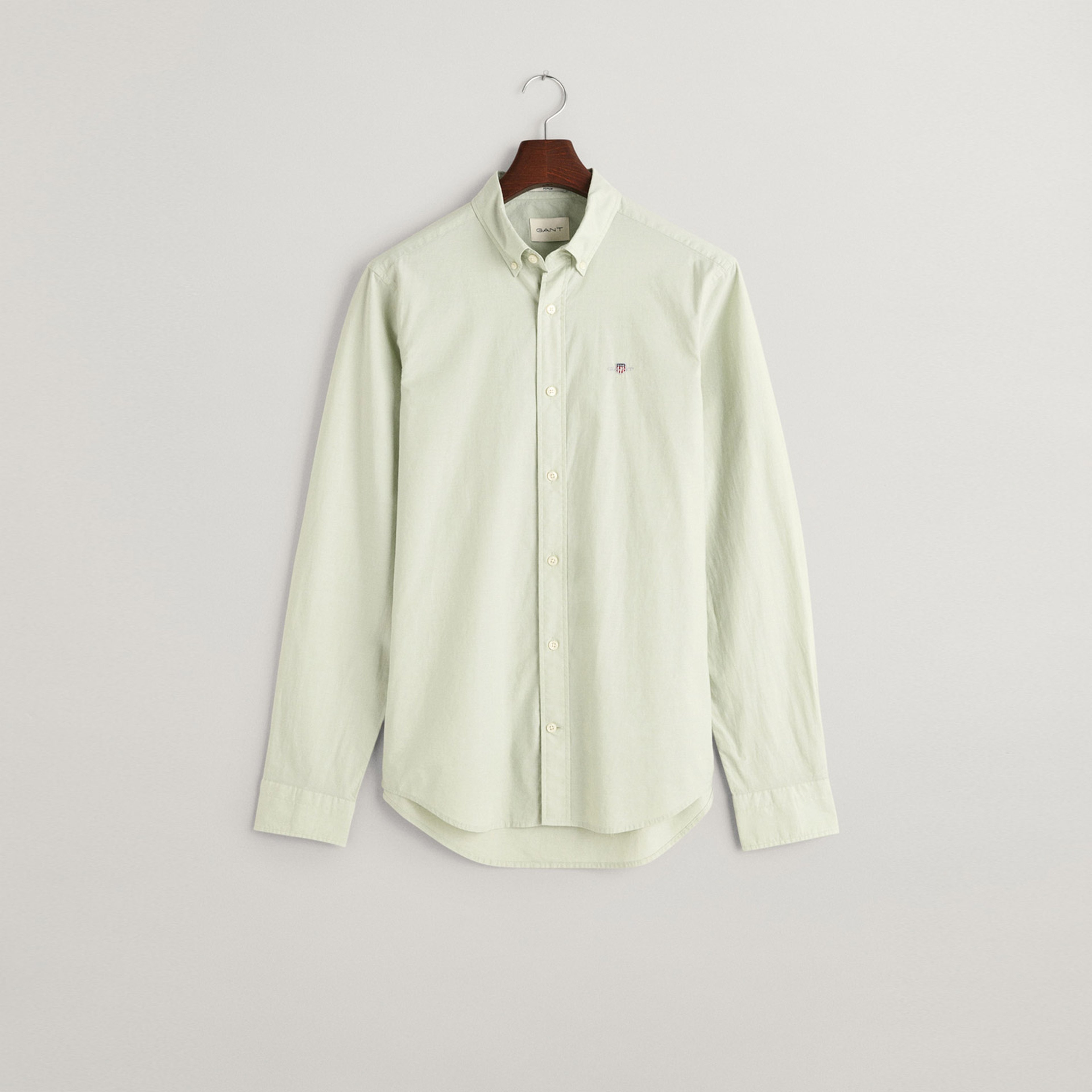 GANT Erkek Yeşil Slim Fit Düğmeli Yaka Broadcloth Gömlek
