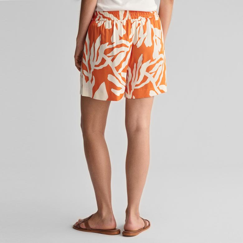 GANT Kadın Turuncu Relaxed Fit Desenli Şort