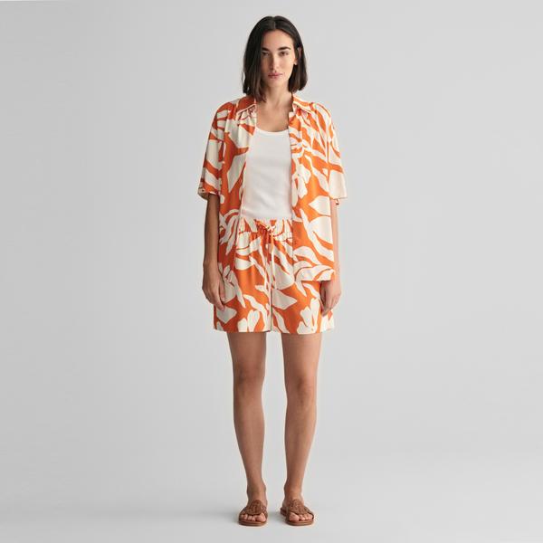 GANT Kadın Turuncu Relaxed Fit Desenli Şort