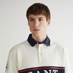 Erkek Krem Oversize Fit Renk Bloklu Logolu Polo