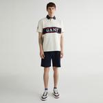 Erkek Krem Oversize Fit Renk Bloklu Logolu Polo