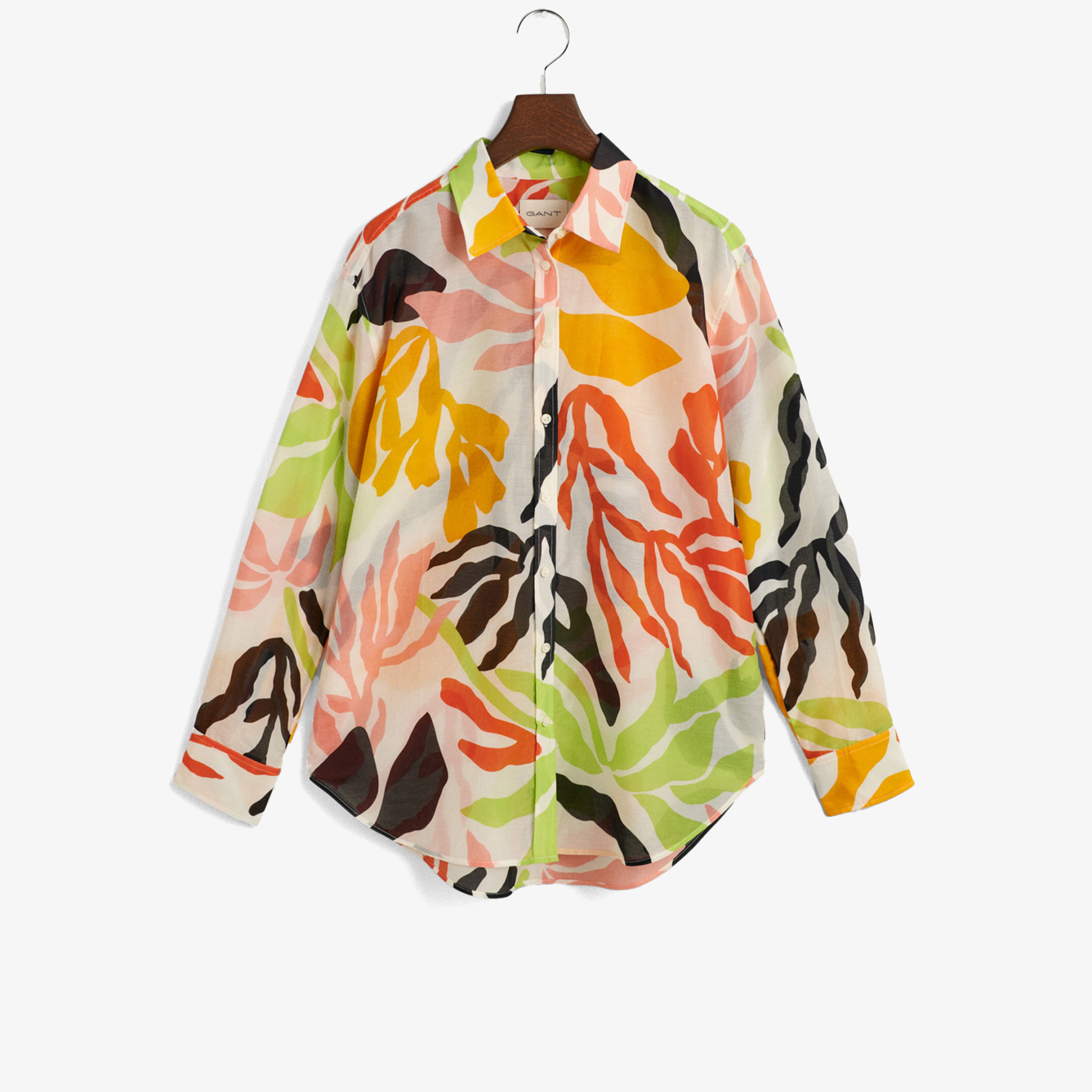 GANT Kadın Sarı Relaxed Fit Klasik Yaka Desenli Gömlek