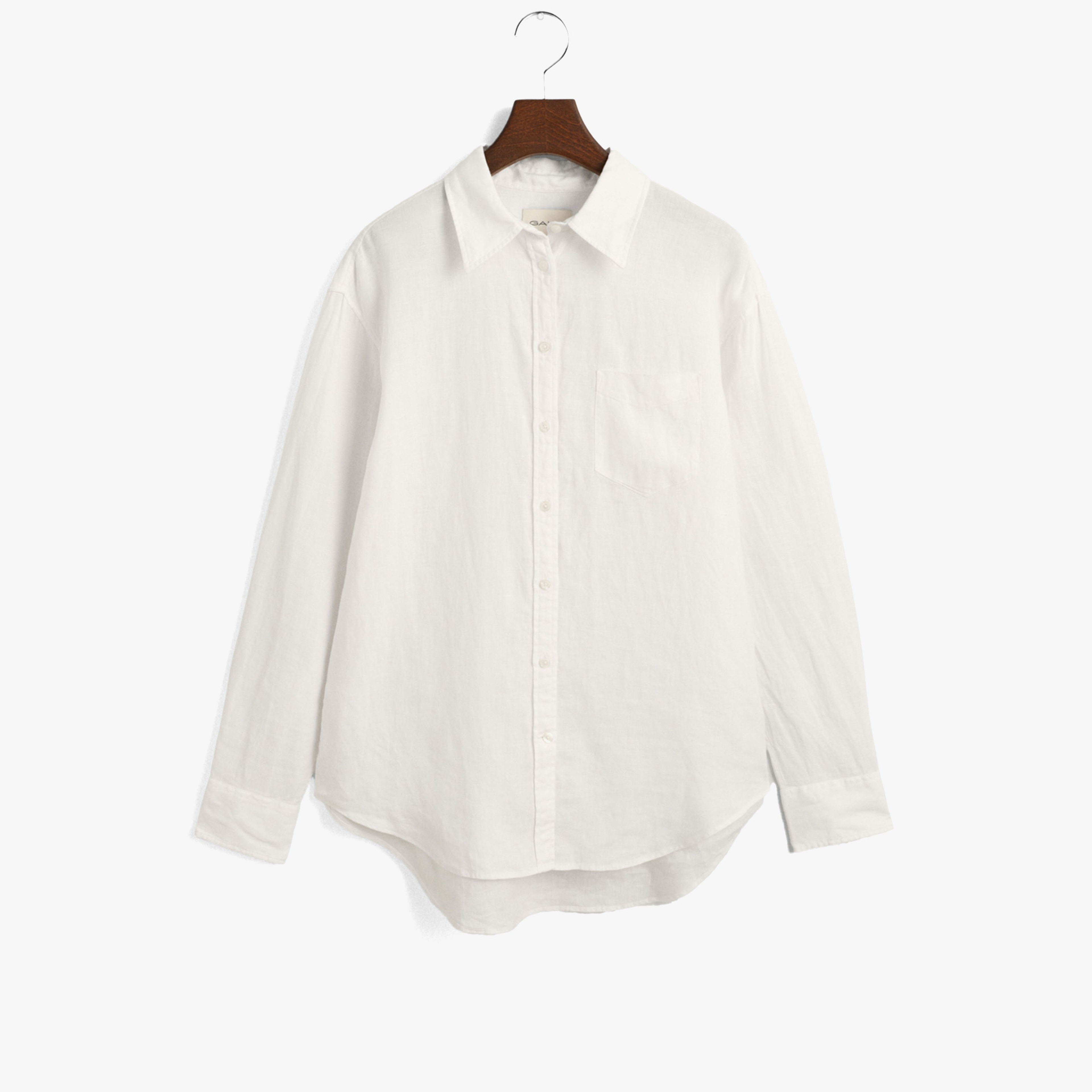 GANT Kadın Beyaz Relaxed Fit Klasik Yaka Keten Gömlek