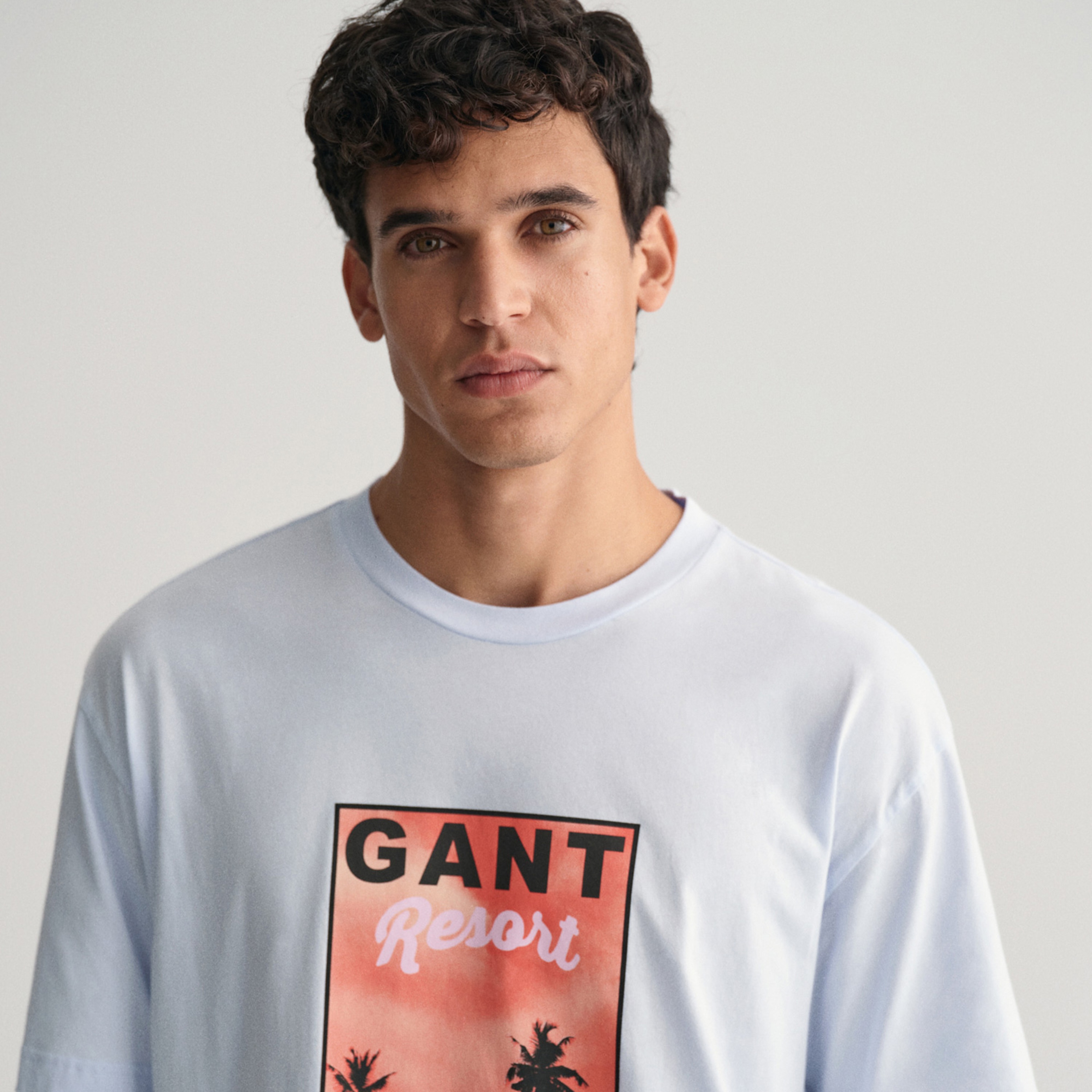 GANT Erkek Mavi Regular Fit Bisiklet Yaka Baskılı T-shirt