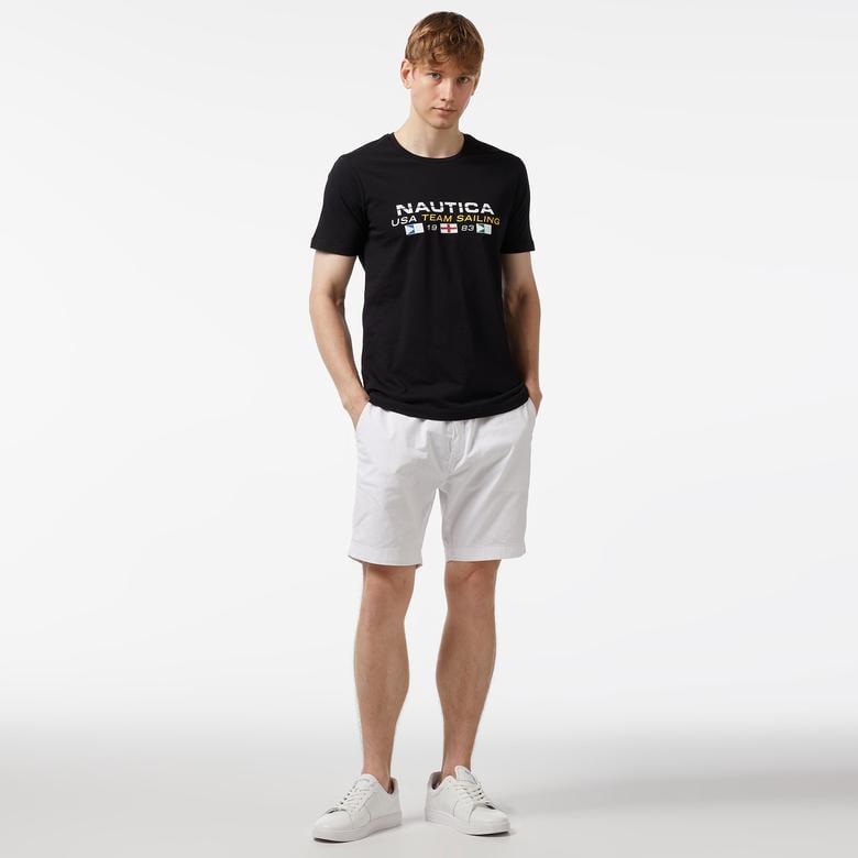 Nautica Erkek Siyah Standart Fit Kısa Kollu Baskılı T-Shirt