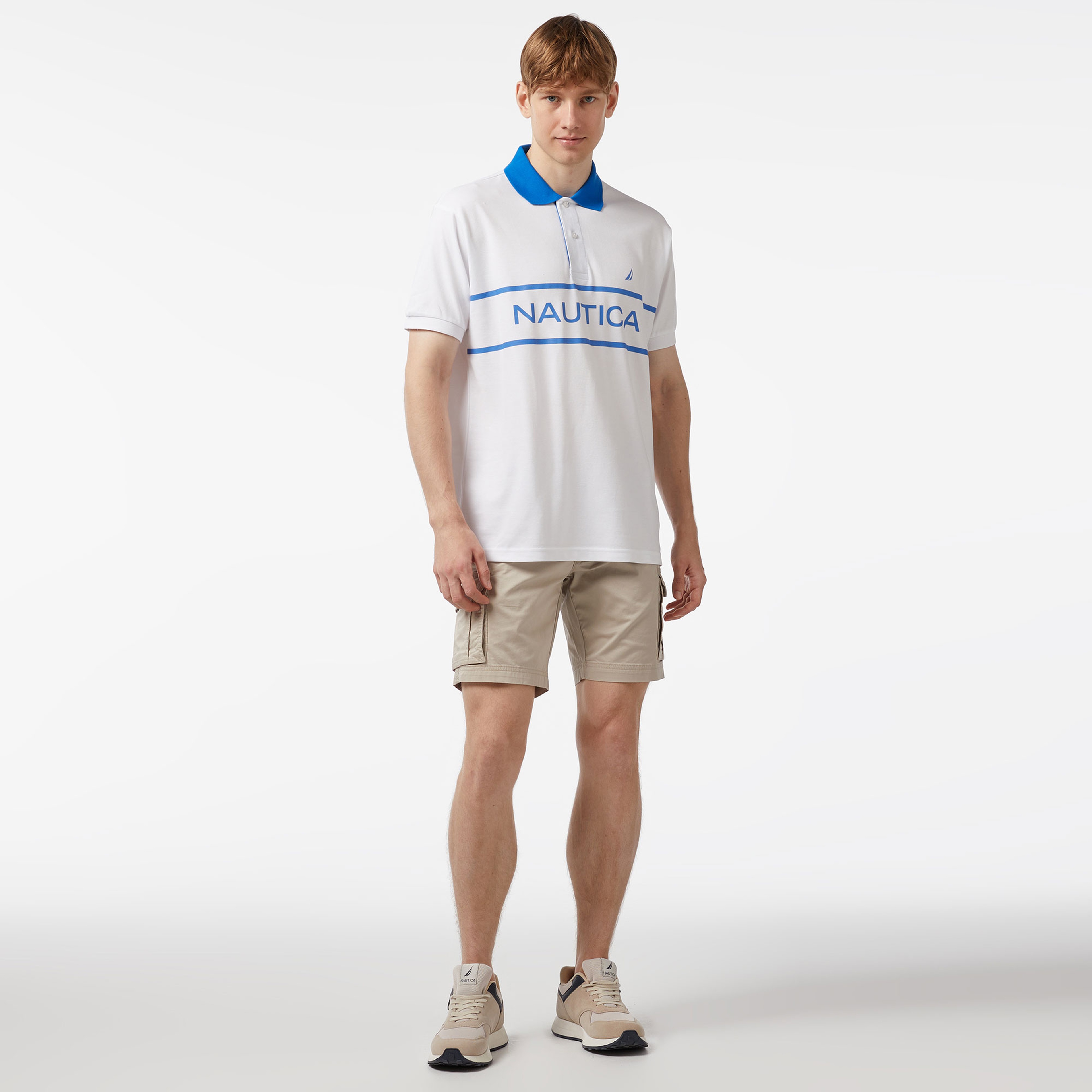 Nautica Erkek Beyaz Classic Fit Kısa Kollu Polo Yaka T-Shirt