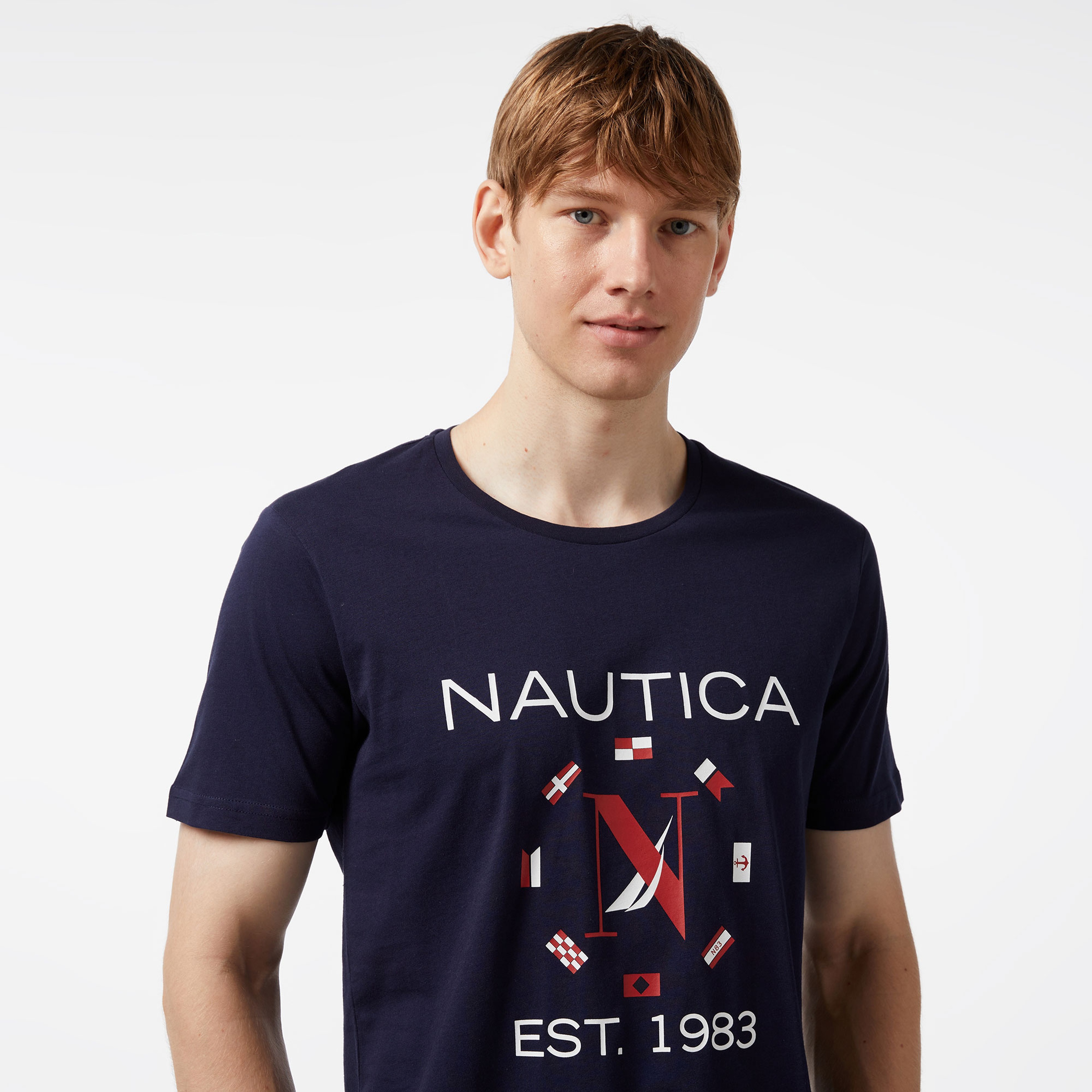 Nautica Erkek Lacivert Standart Fit Kısa Kollu Baskılı T-Shirt
