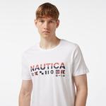 Nautica Erkek Beyaz Standart Fit Kısa Kollu Baskılı T-Shirt