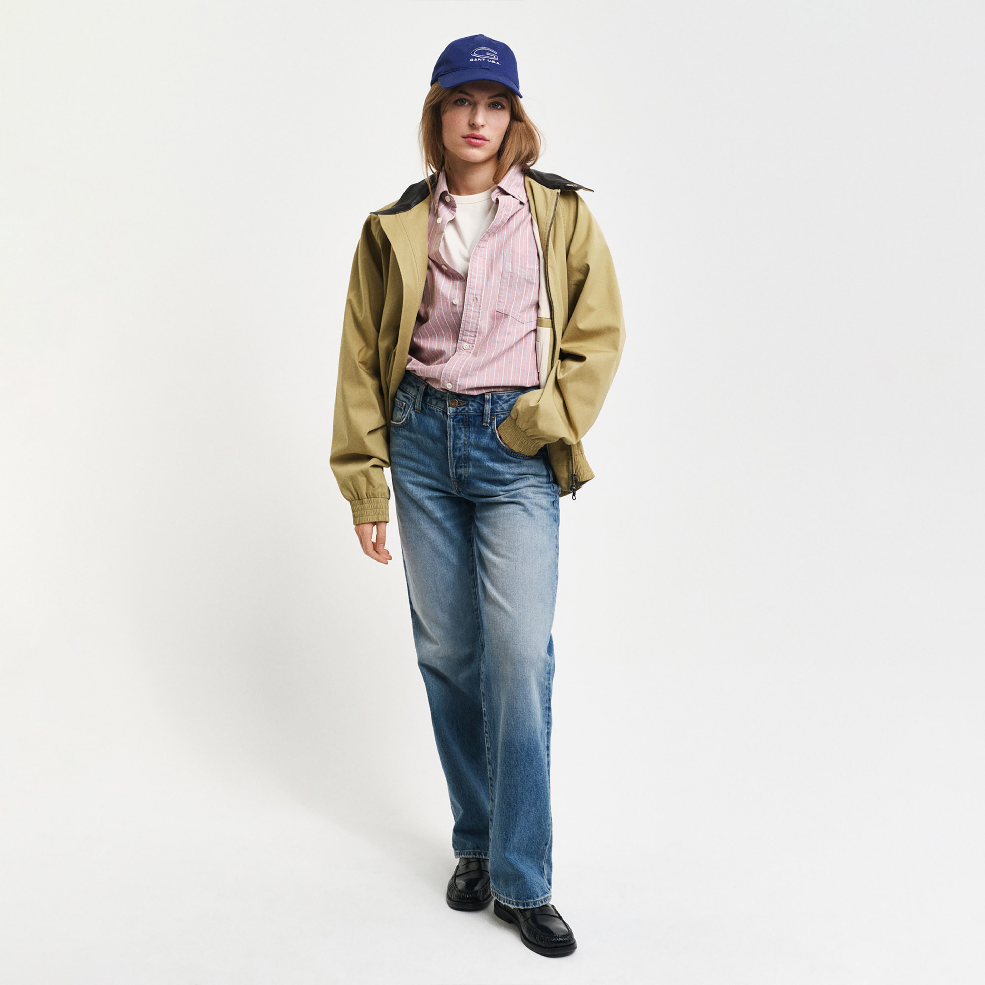 GANT Erkek Kırmızı Regular Fit Düğmeli Yaka Çizgili Gömlek