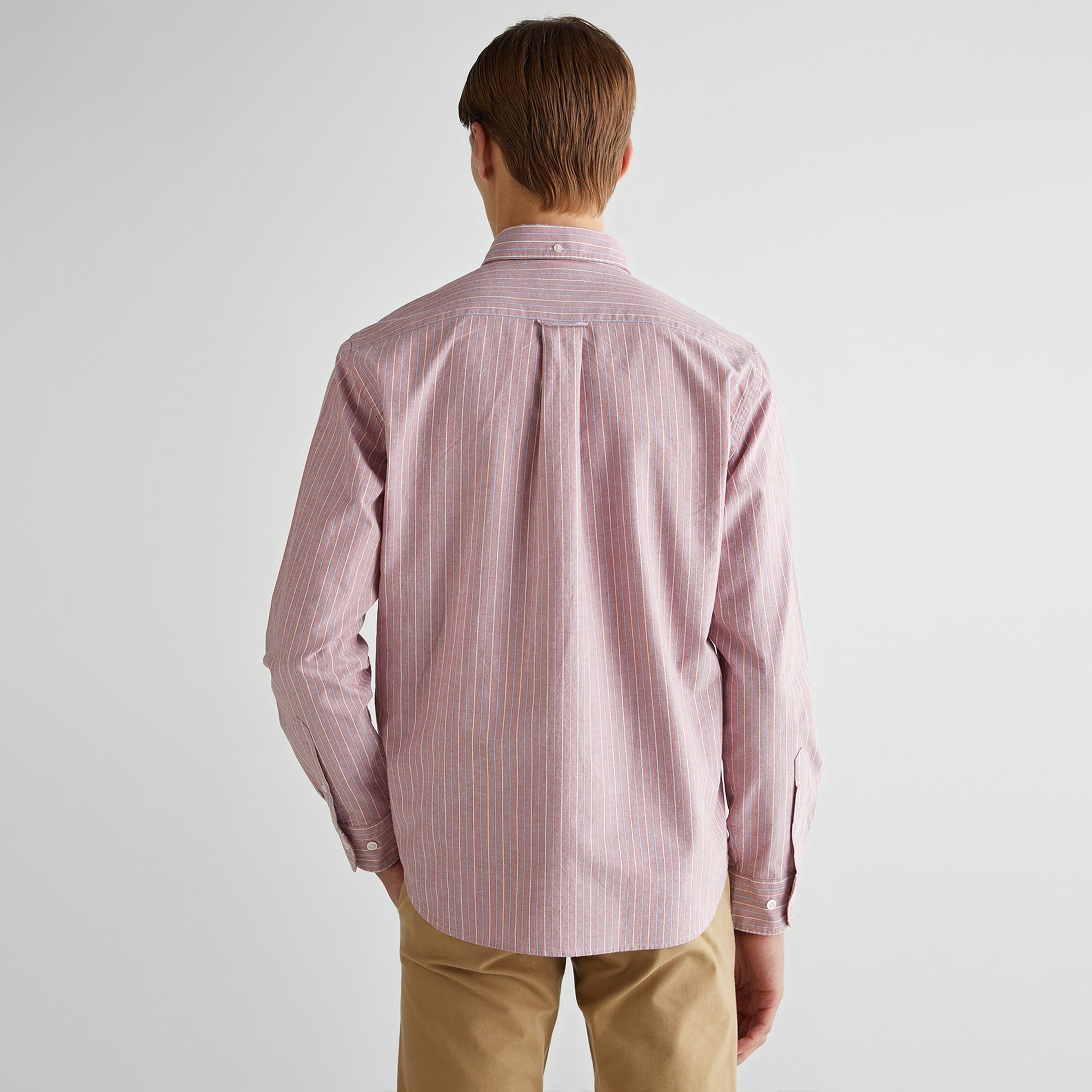 GANT Erkek Kırmızı Regular Fit Düğmeli Yaka Çizgili Gömlek