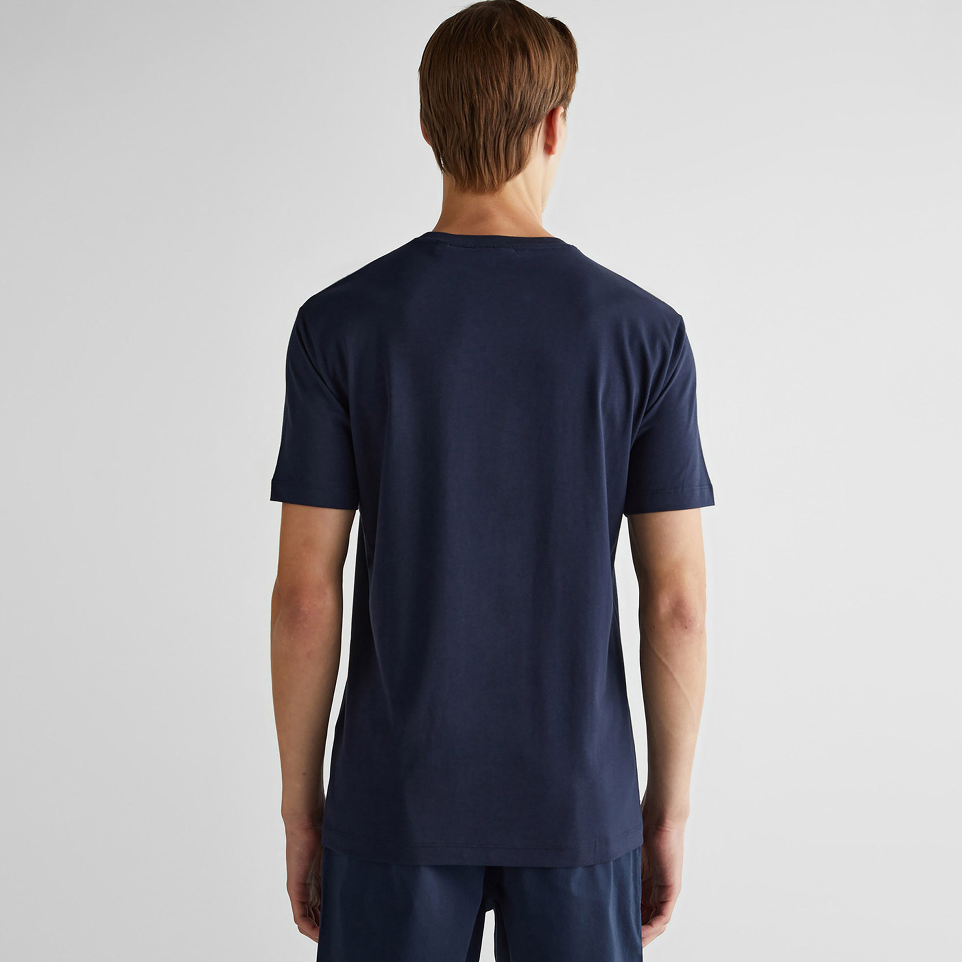 GANT Erkek Lacivert Regular Fit Bisiklet Yaka Logolu T-Shirt