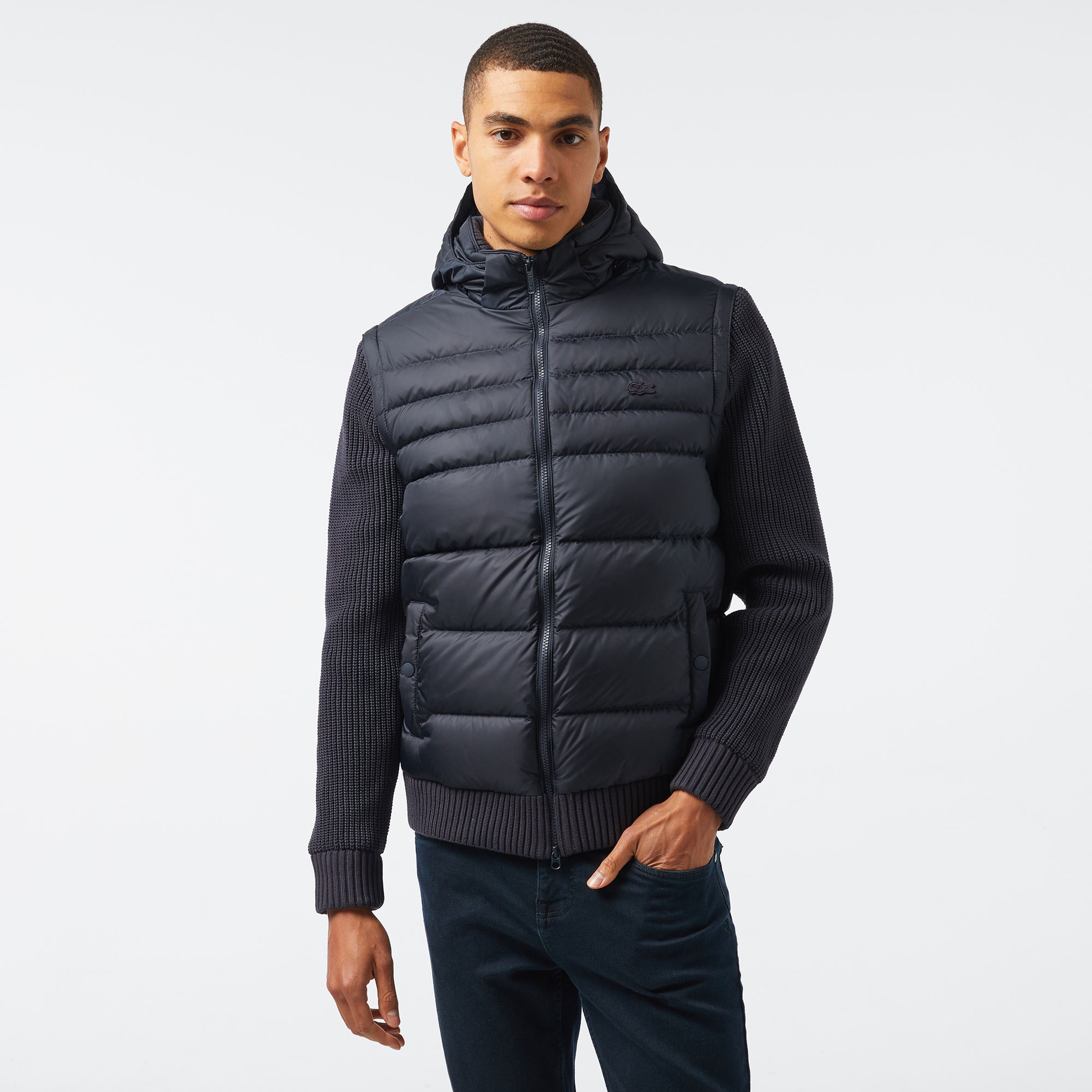 Erkek Kapüşonlu Lacivert Mont