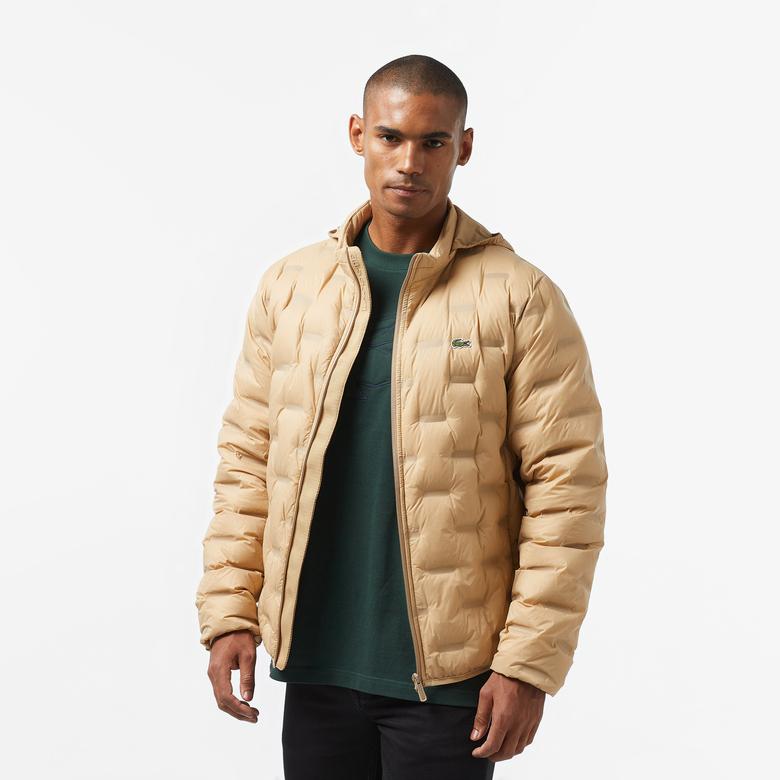 Erkek Regular Fit Kapüşonlu Kapitone Kahverengi Mont