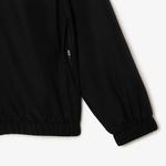 Erkek Regular Fit Fermuarlı Yaka Baskılı Siyah Eşofman Takımı