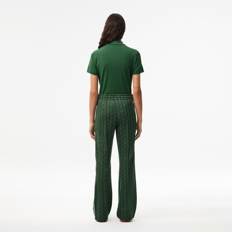 Kadın Flare Fit Monogram Koyu Yeşil Eşofman Altı