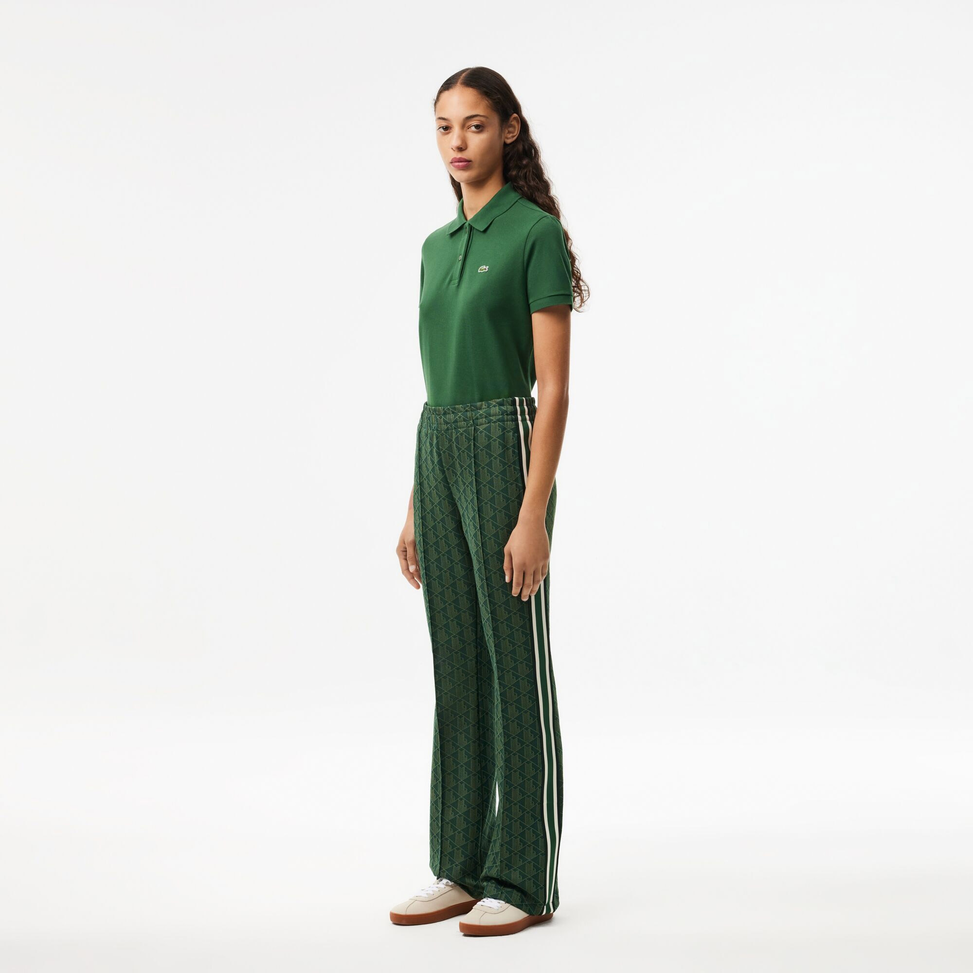 Kadın Flare Fit Monogram Koyu Yeşil Eşofman Altı