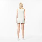 Kadın Flare Fit Kolsuz V Yaka Beyaz Elbise