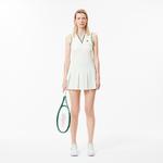 Kadın Flare Fit Kolsuz V Yaka Beyaz Elbise