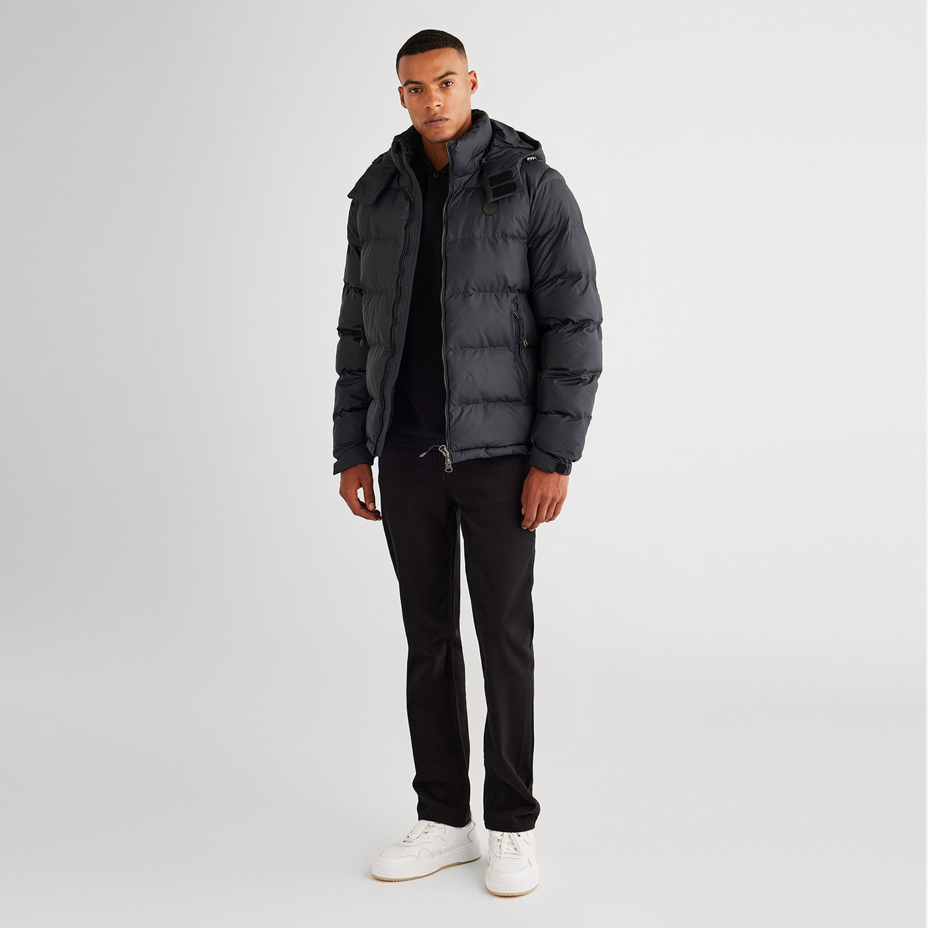 GANT Erkek Siyah Kapüşonlu Mont