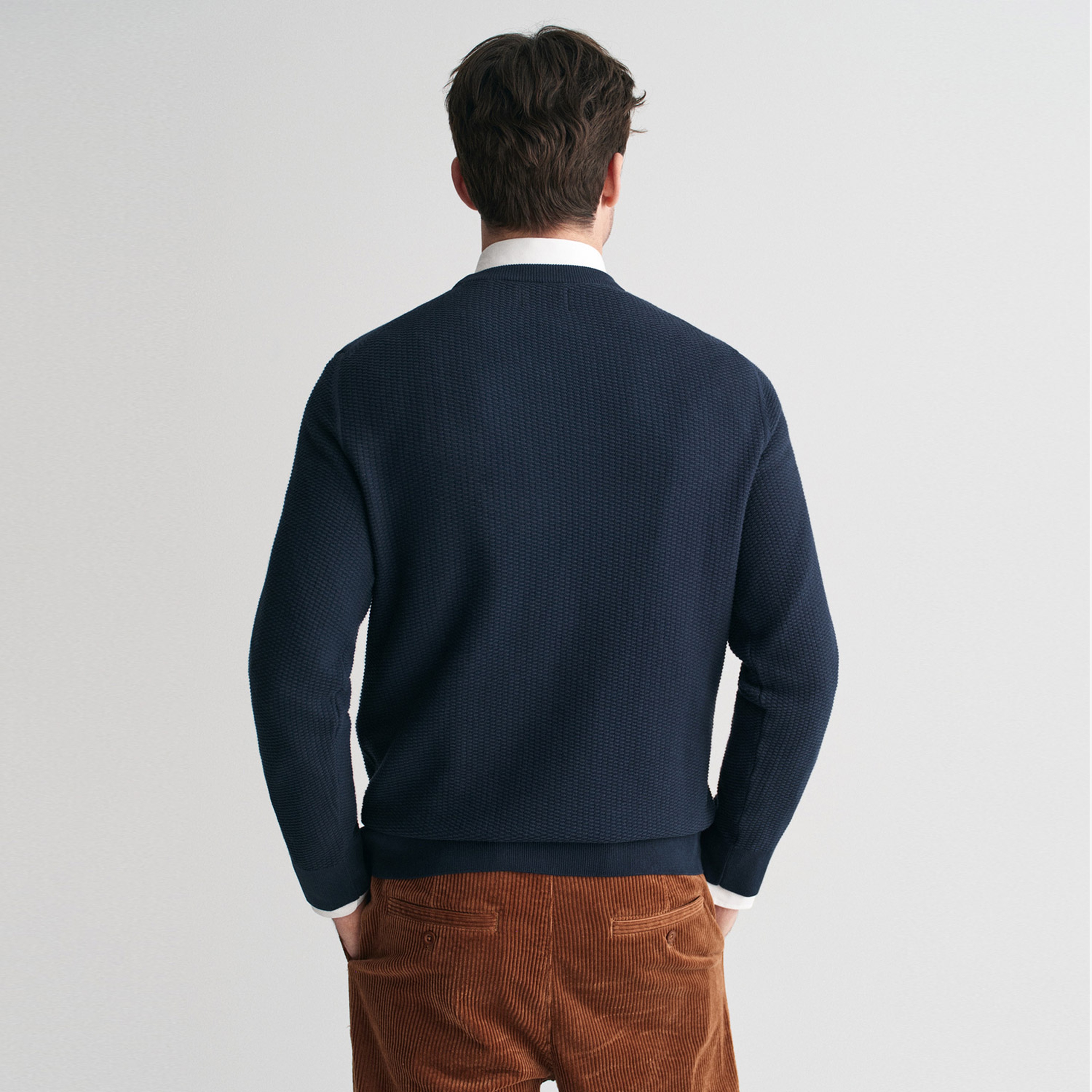 GANT Erkek Lacivert Regular Fit Bisiklet Yaka Kazak